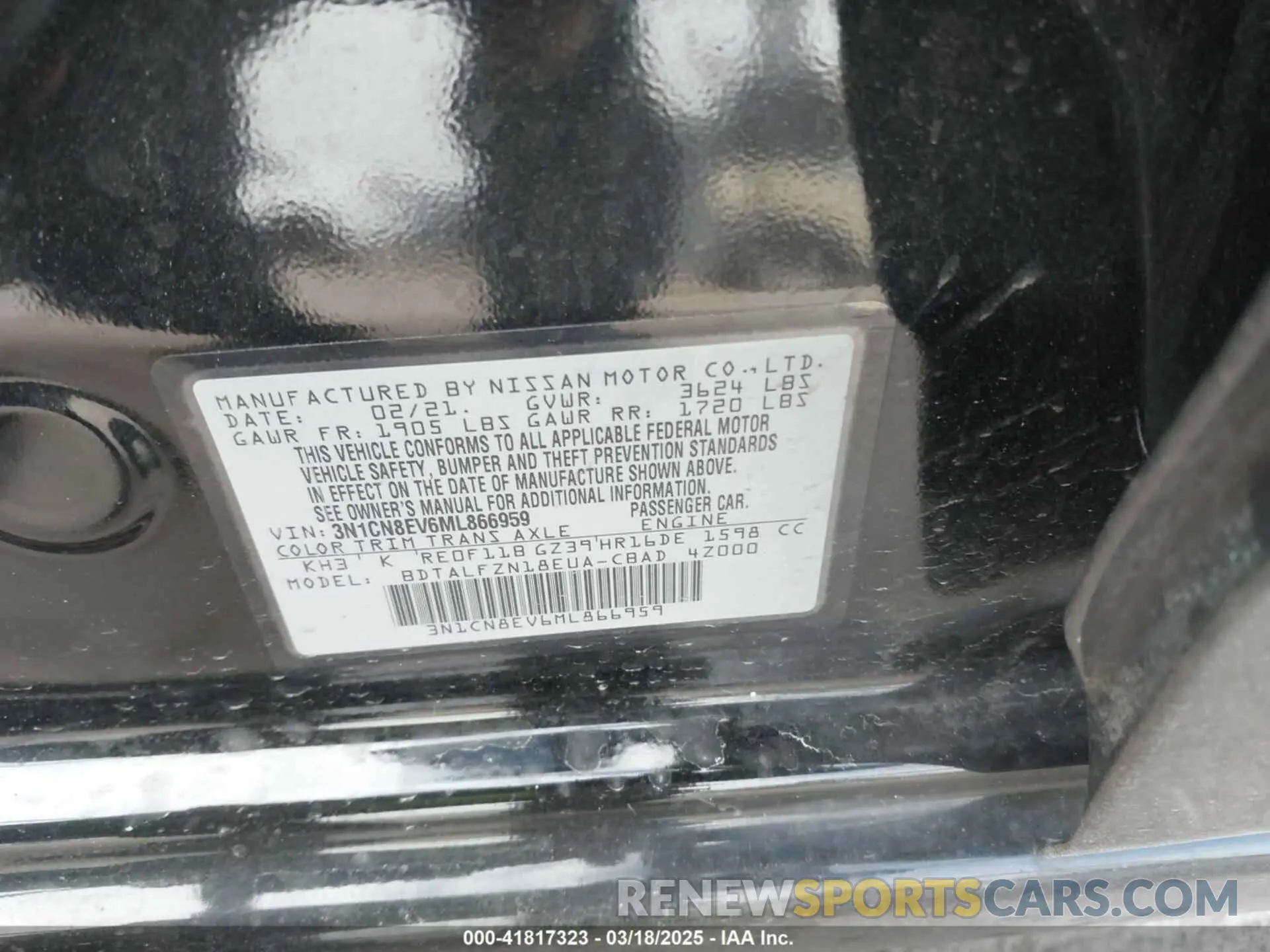 9 Photograph of a damaged car 3N1CN8EV6ML866959 NISSAN VERSA 2021