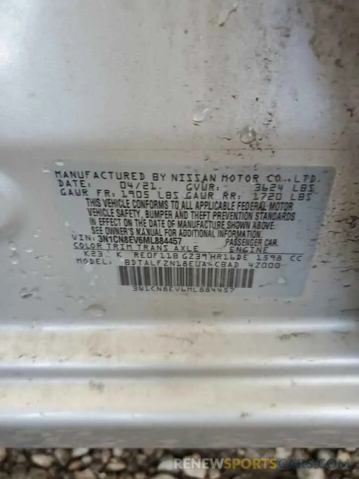 12 Photograph of a damaged car 3N1CN8EV6ML884457 NISSAN VERSA 2021