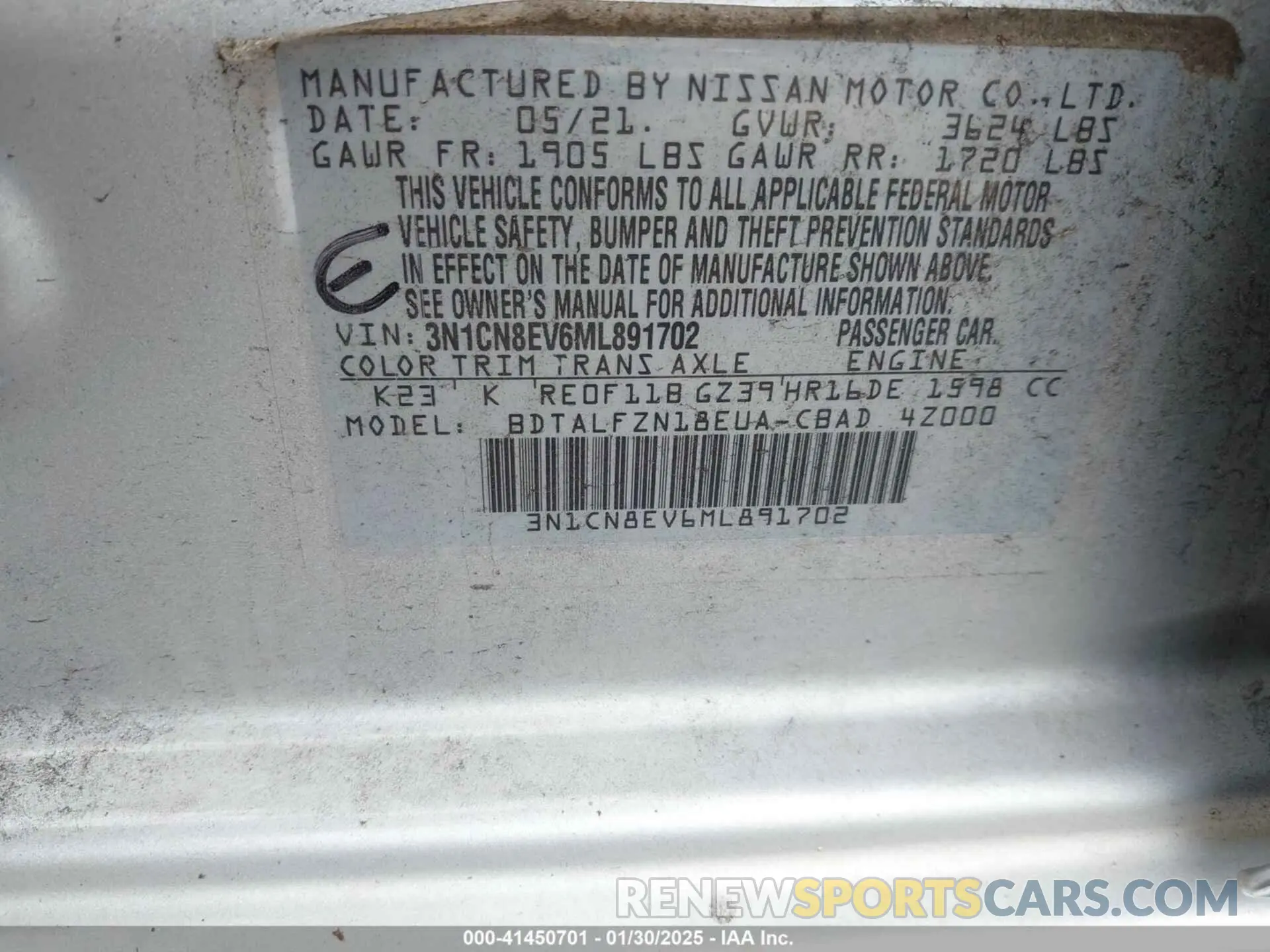 9 Photograph of a damaged car 3N1CN8EV6ML891702 NISSAN VERSA 2021