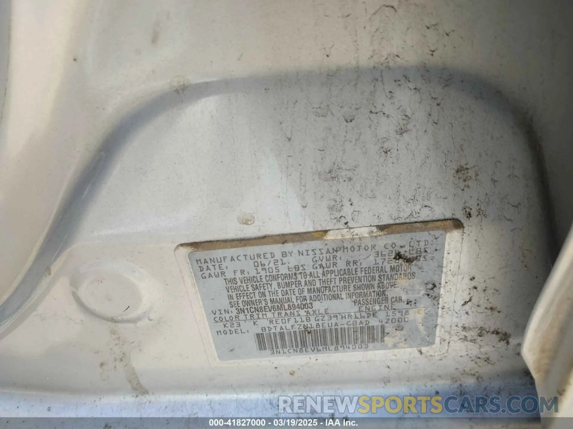 9 Photograph of a damaged car 3N1CN8EV6ML894003 NISSAN VERSA 2021