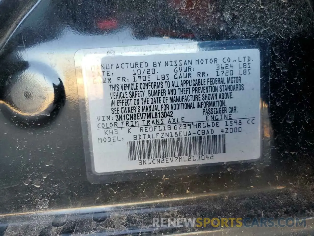 12 Photograph of a damaged car 3N1CN8EV7ML813042 NISSAN VERSA 2021