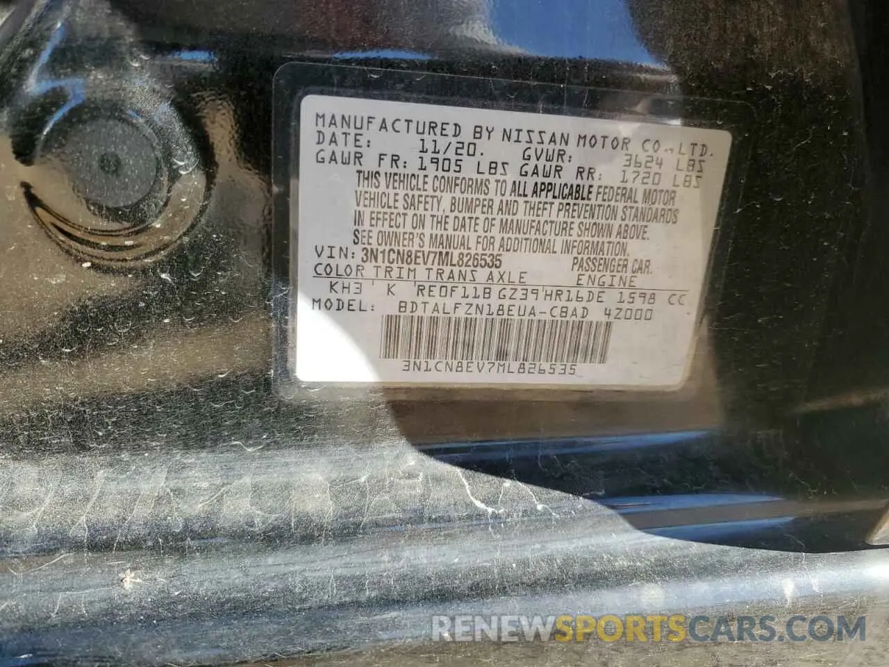 12 Photograph of a damaged car 3N1CN8EV7ML826535 NISSAN VERSA 2021