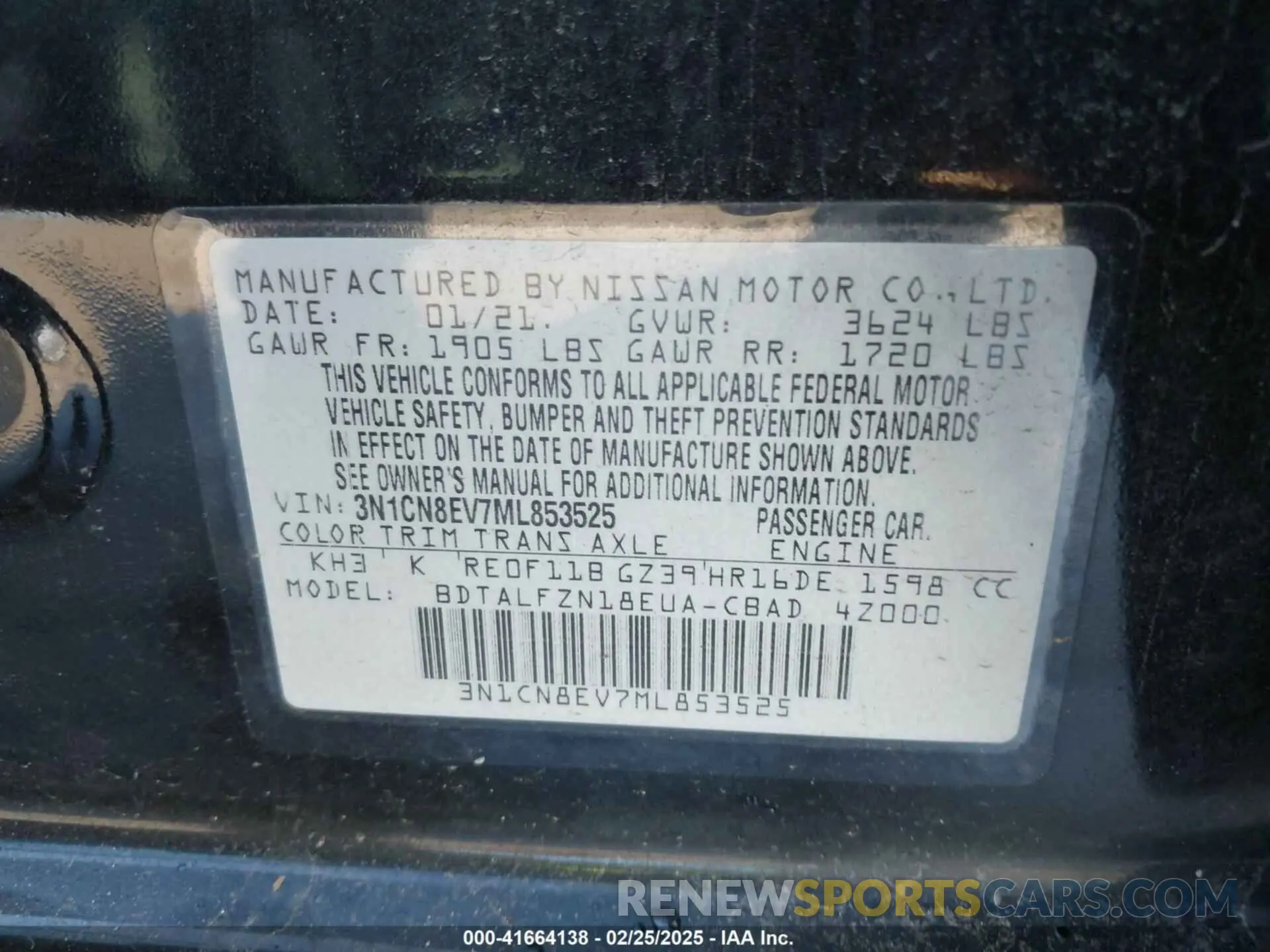 9 Photograph of a damaged car 3N1CN8EV7ML853525 NISSAN VERSA 2021
