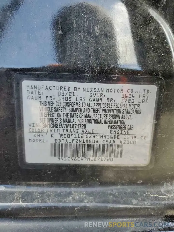 13 Photograph of a damaged car 3N1CN8EV7ML871720 NISSAN VERSA 2021