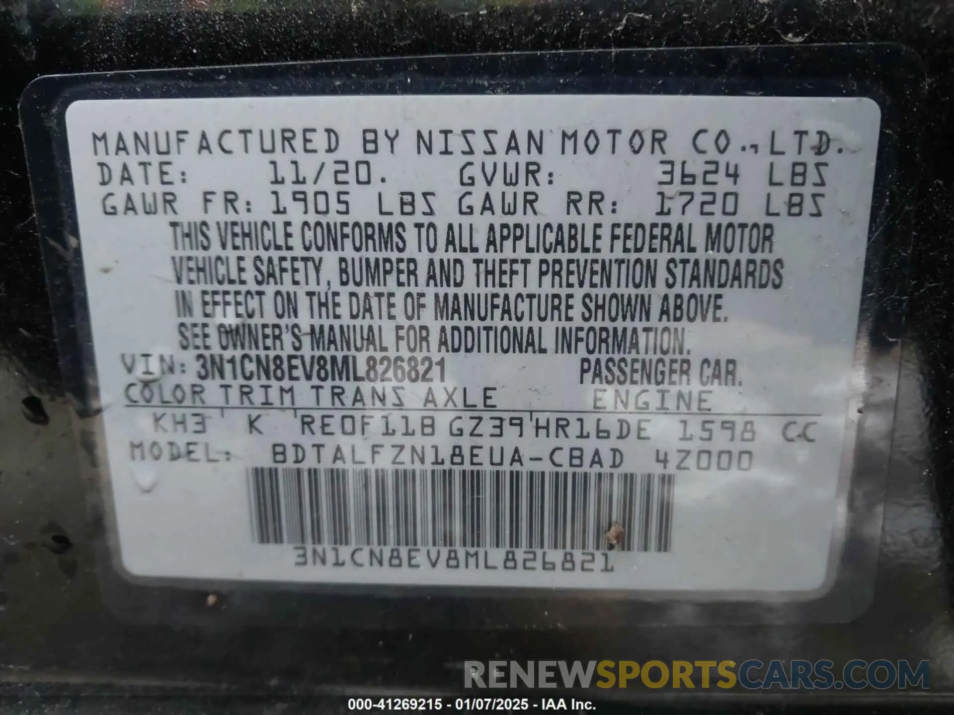 9 Photograph of a damaged car 3N1CN8EV8ML826821 NISSAN VERSA 2021