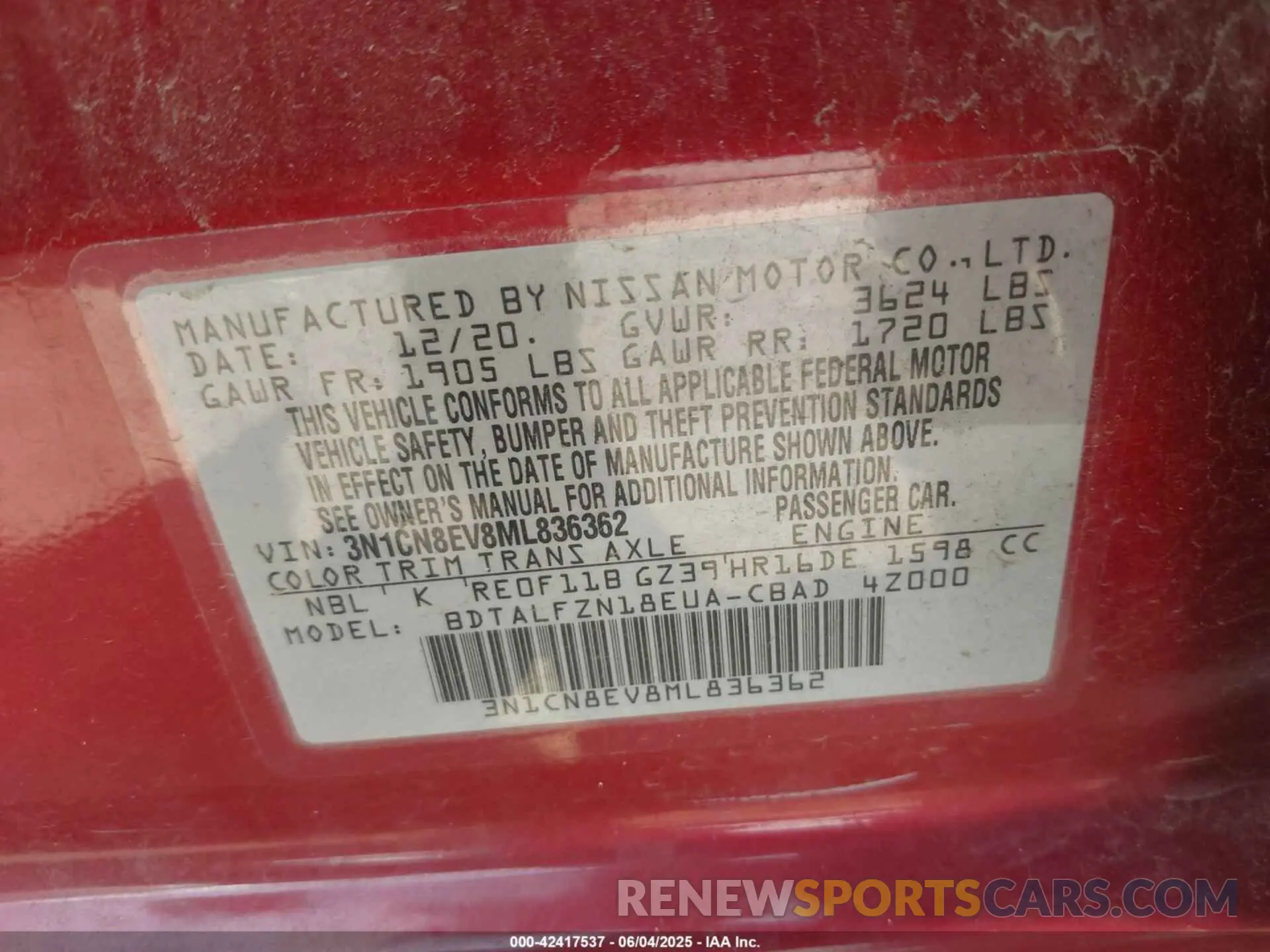 9 Photograph of a damaged car 3N1CN8EV8ML836362 NISSAN VERSA 2021