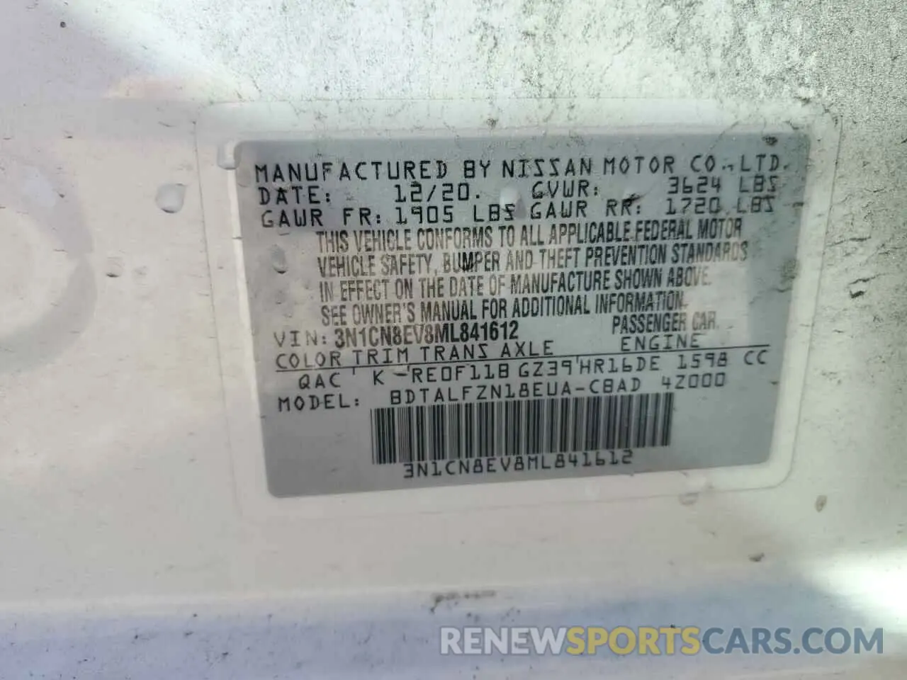13 Photograph of a damaged car 3N1CN8EV8ML841612 NISSAN VERSA 2021