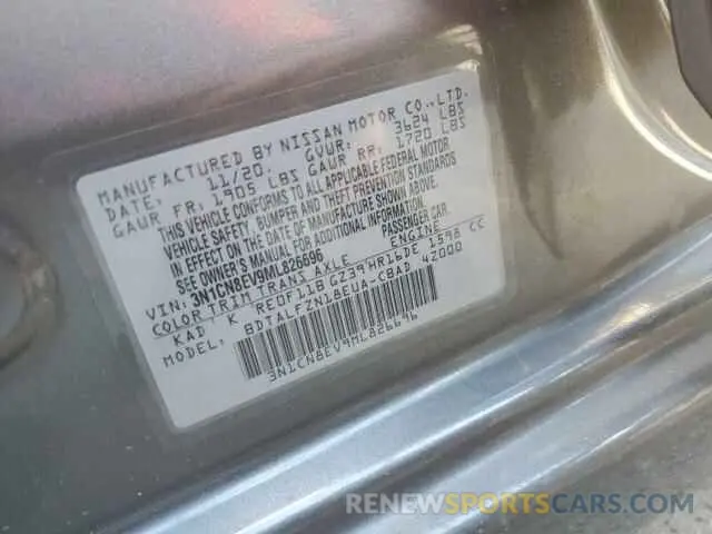 12 Photograph of a damaged car 3N1CN8EV9ML826696 NISSAN VERSA 2021