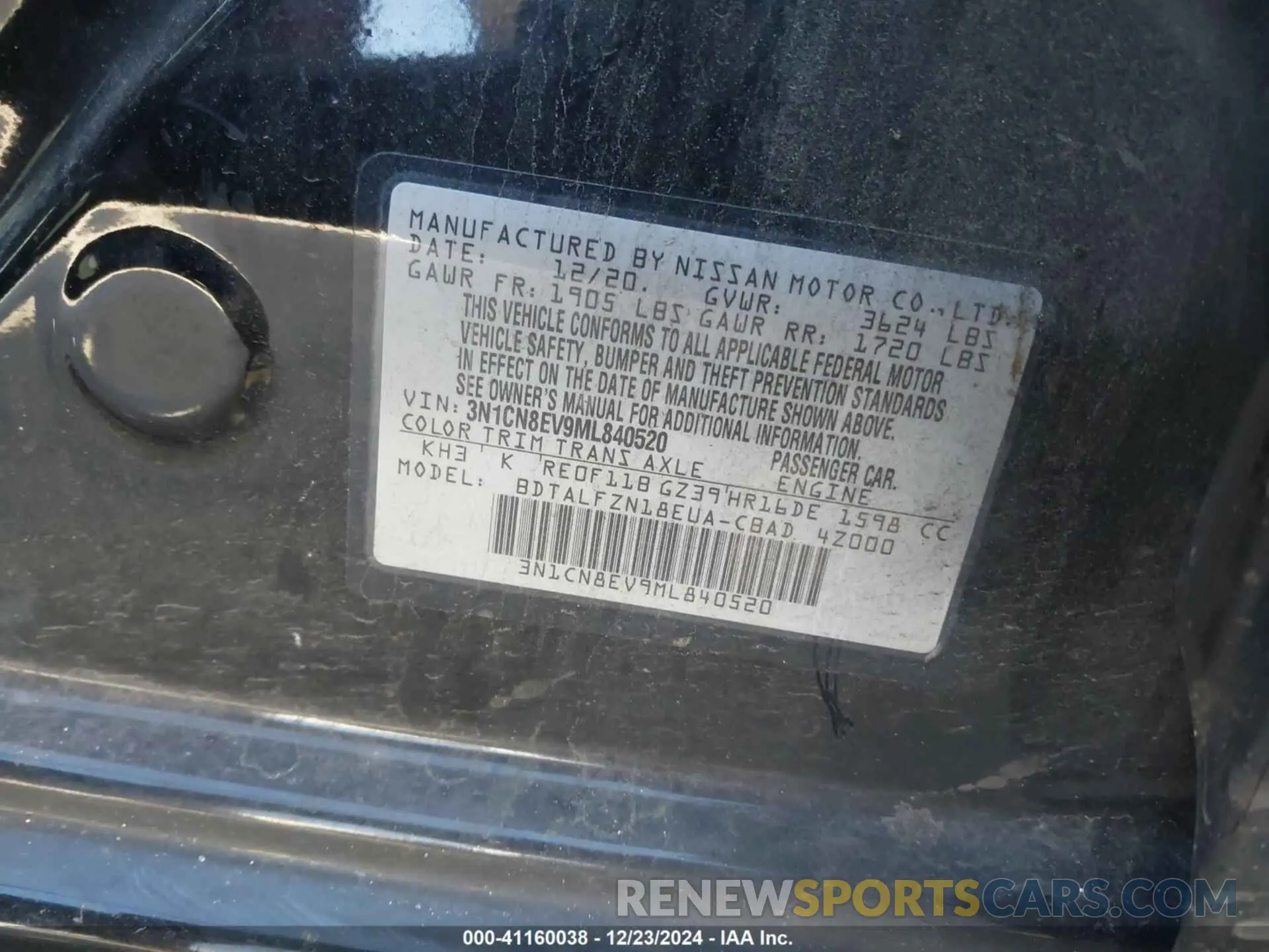 9 Photograph of a damaged car 3N1CN8EV9ML840520 NISSAN VERSA 2021