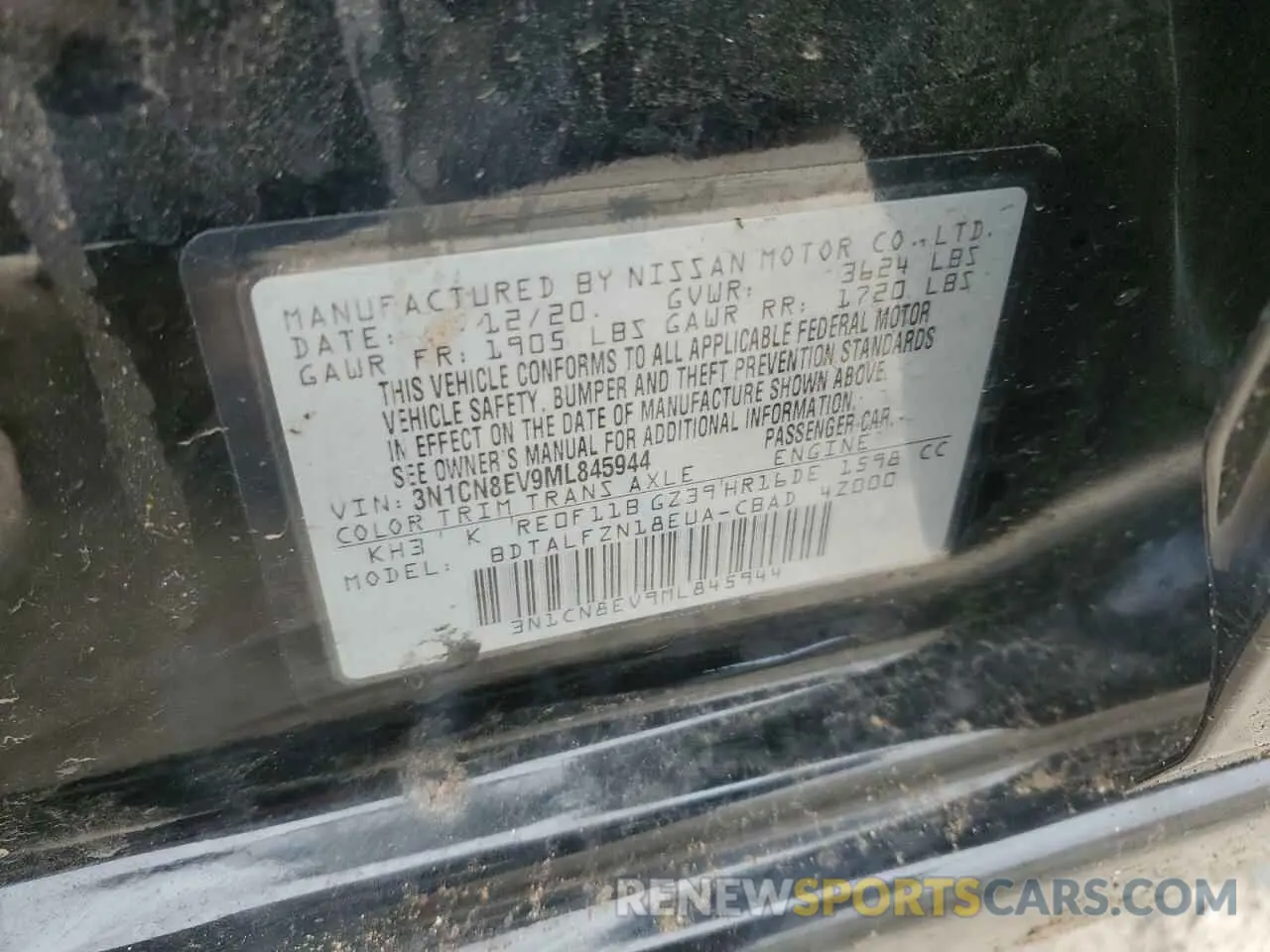 12 Photograph of a damaged car 3N1CN8EV9ML845944 NISSAN VERSA 2021