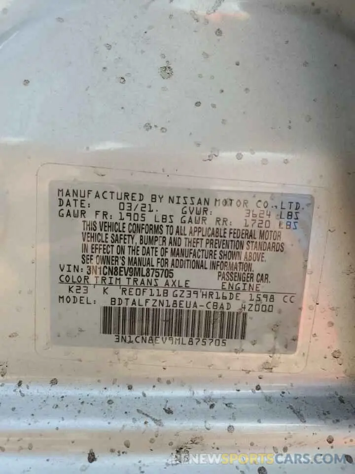 12 Photograph of a damaged car 3N1CN8EV9ML875705 NISSAN VERSA 2021