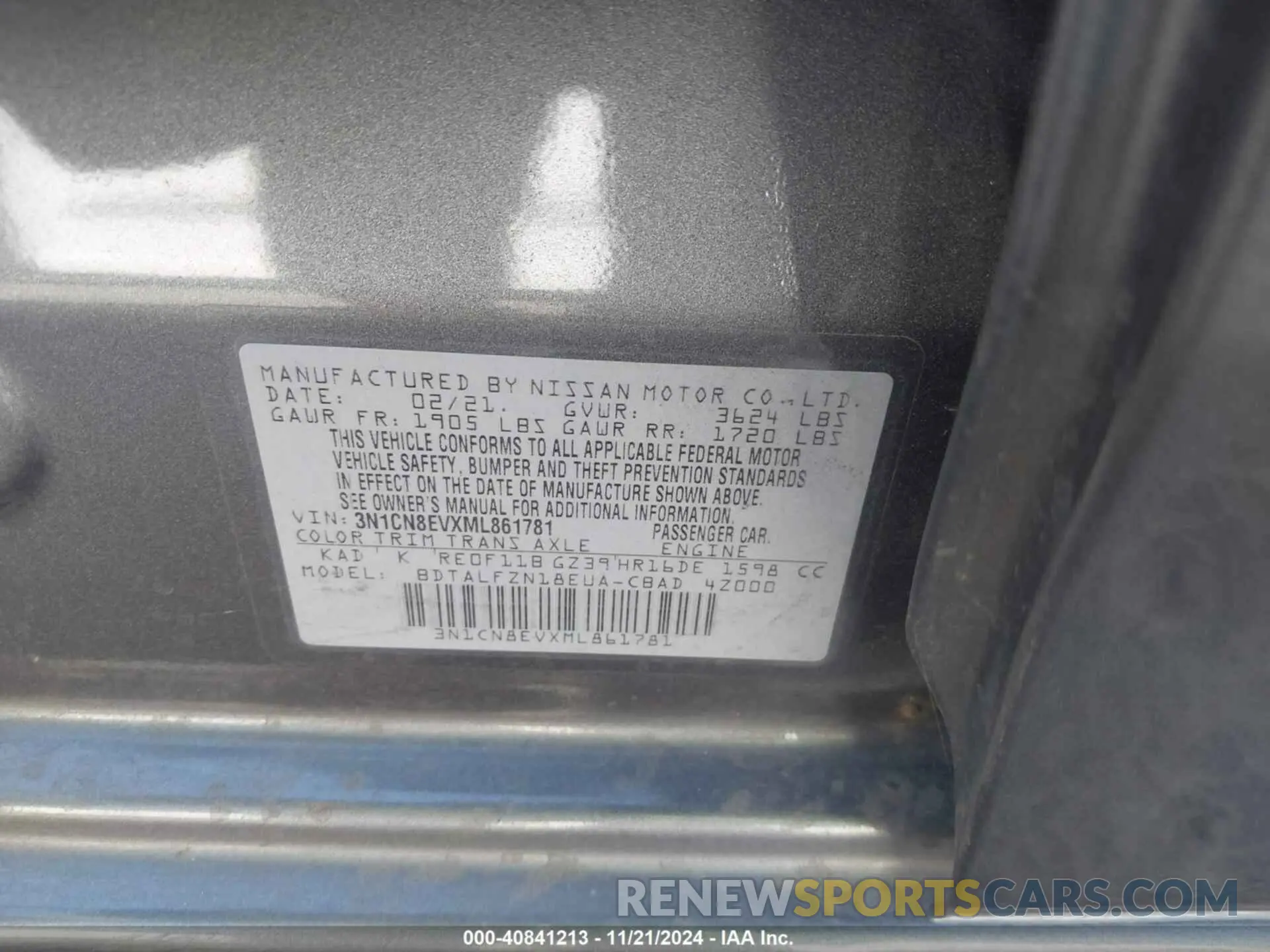 9 Photograph of a damaged car 3N1CN8EVXML861781 NISSAN VERSA 2021