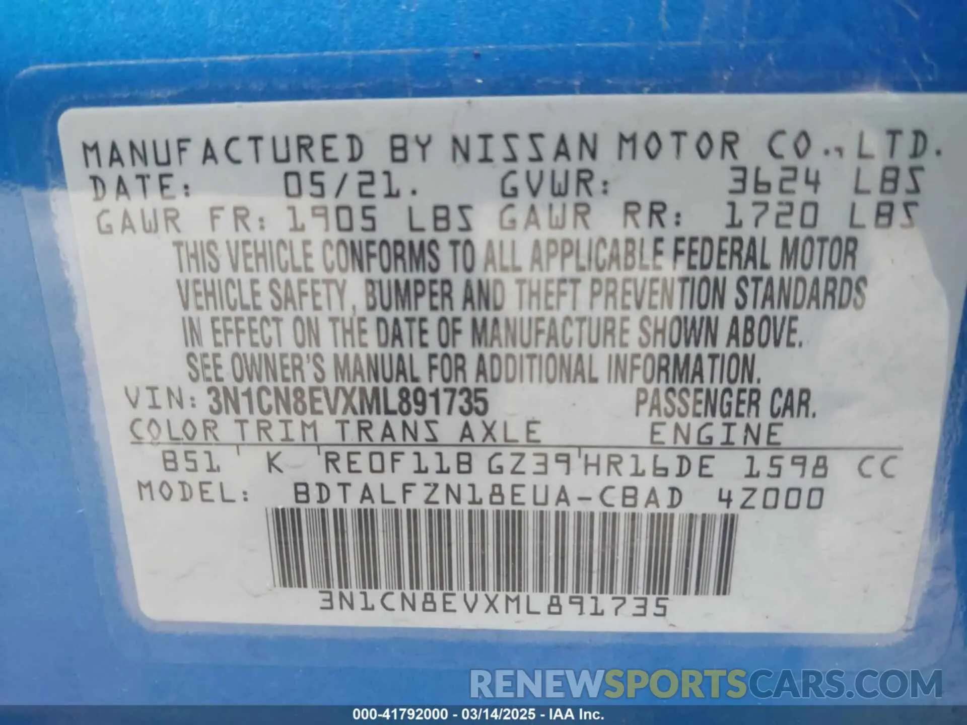 9 Photograph of a damaged car 3N1CN8EVXML891735 NISSAN VERSA 2021