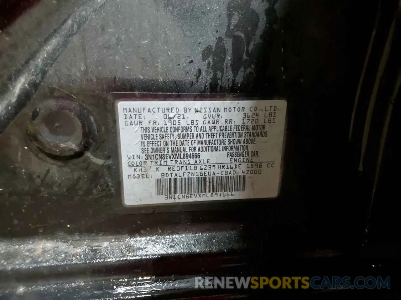 13 Photograph of a damaged car 3N1CN8EVXML894666 NISSAN VERSA 2021