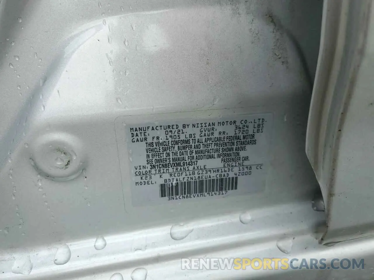 12 Photograph of a damaged car 3N1CN8EVXML914317 NISSAN VERSA 2021