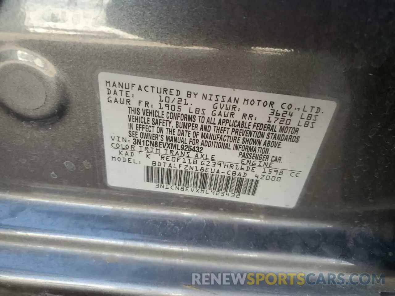 15 Photograph of a damaged car 3N1CN8EVXML925432 NISSAN VERSA 2021