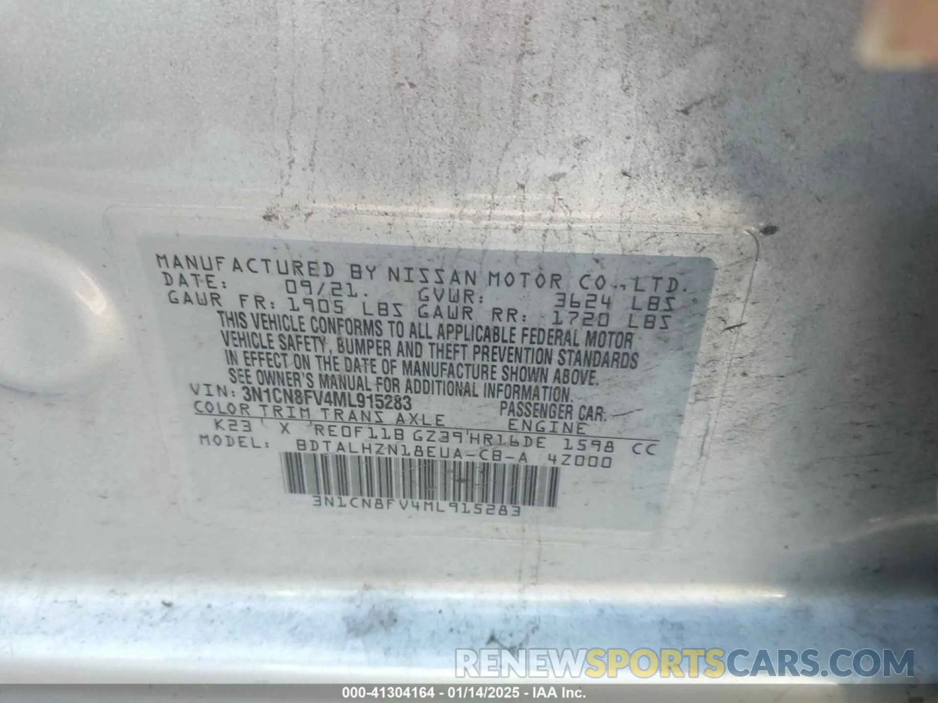 9 Photograph of a damaged car 3N1CN8FV4ML915283 NISSAN VERSA 2021