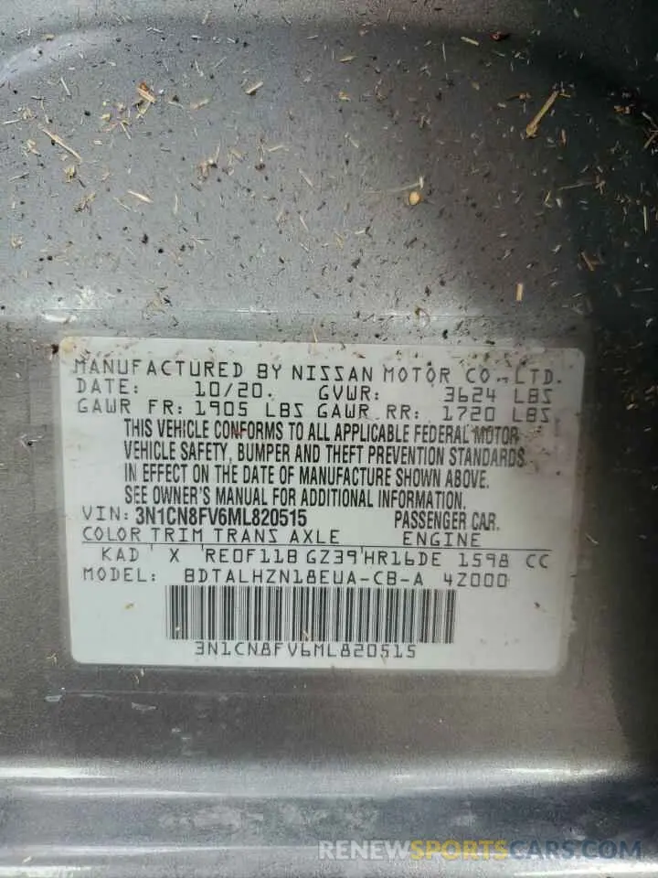 13 Photograph of a damaged car 3N1CN8FV6ML820515 NISSAN VERSA 2021