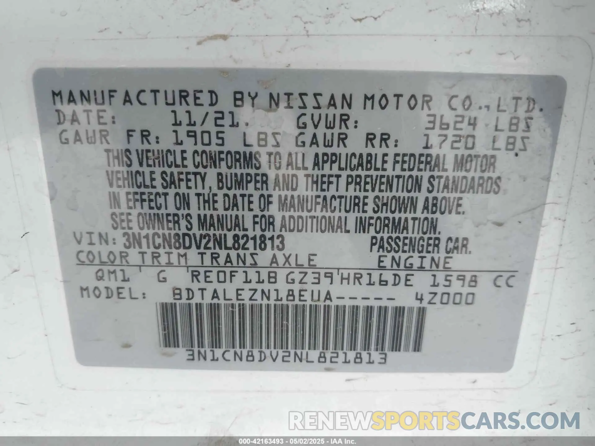 9 Photograph of a damaged car 3N1CN8DV2NL821813 NISSAN VERSA 2022