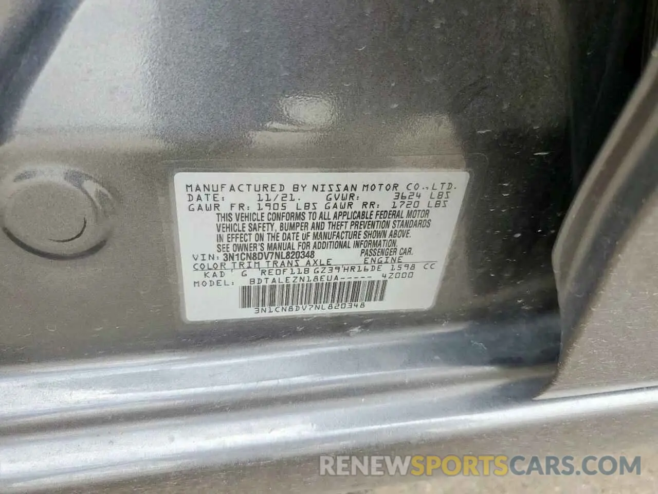 13 Photograph of a damaged car 3N1CN8DV7NL820348 NISSAN VERSA 2022