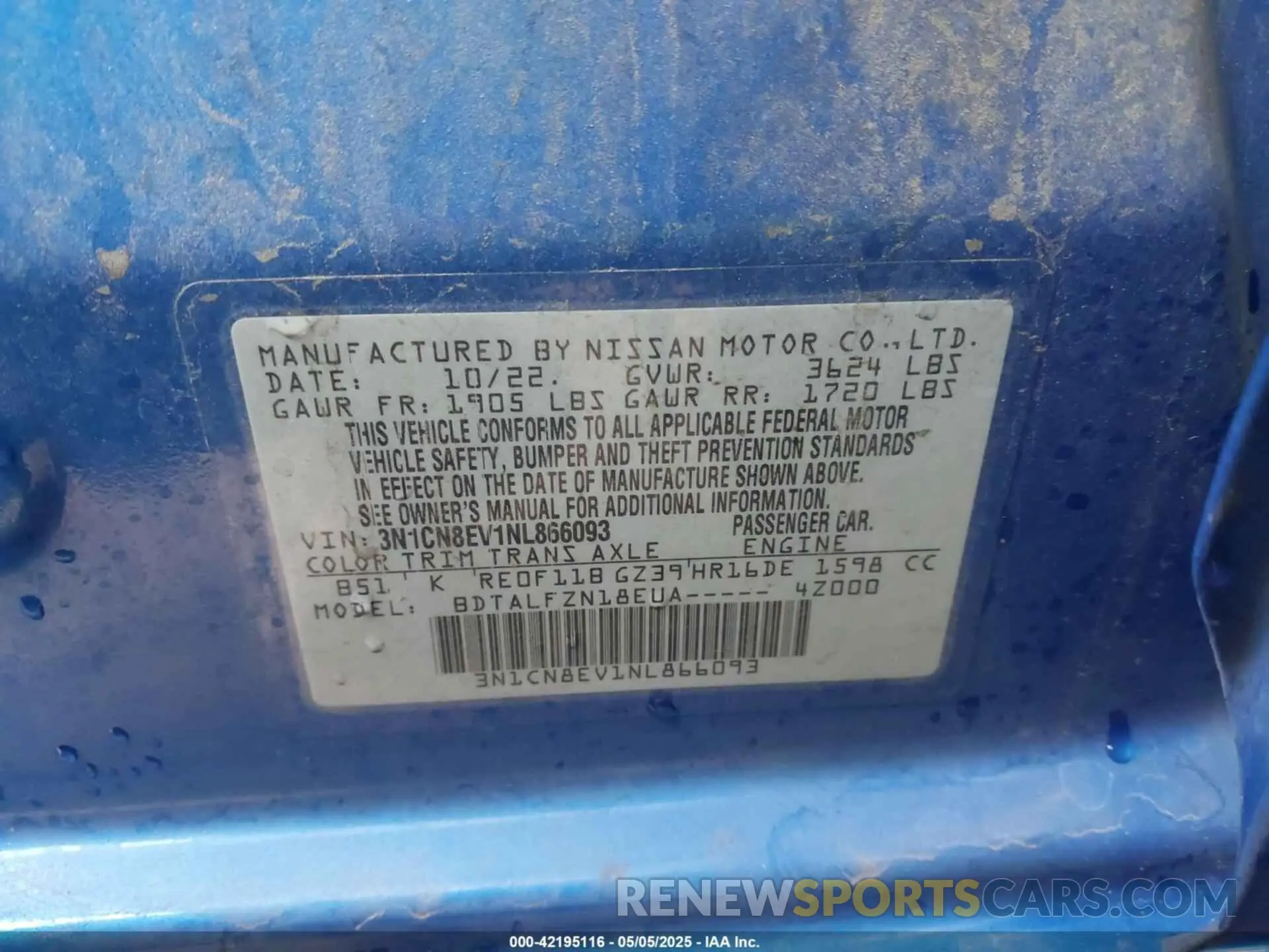 9 Photograph of a damaged car 3N1CN8EV1NL866093 NISSAN VERSA 2022