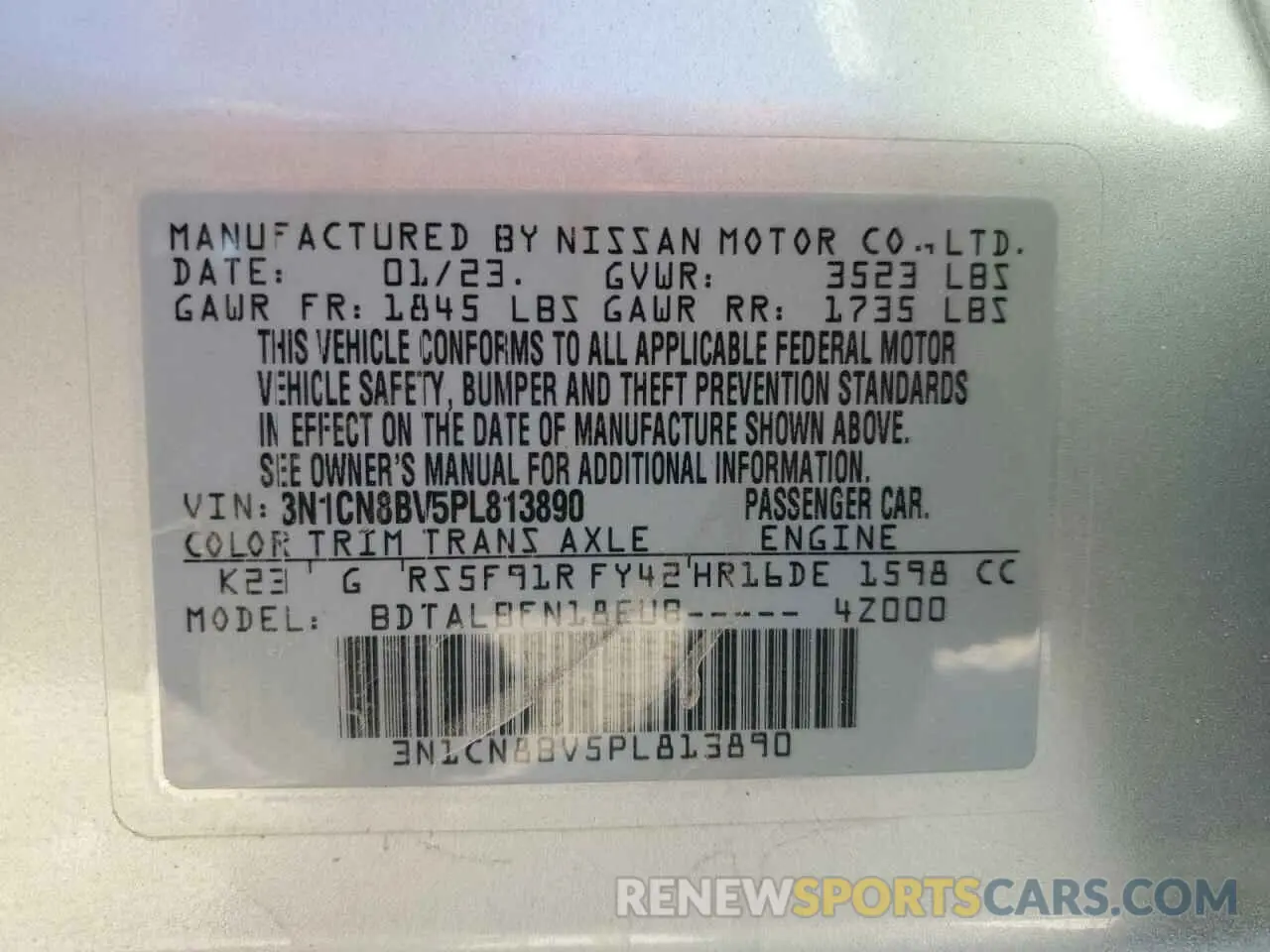 12 Photograph of a damaged car 3N1CN8BV5PL813890 NISSAN VERSA 2023