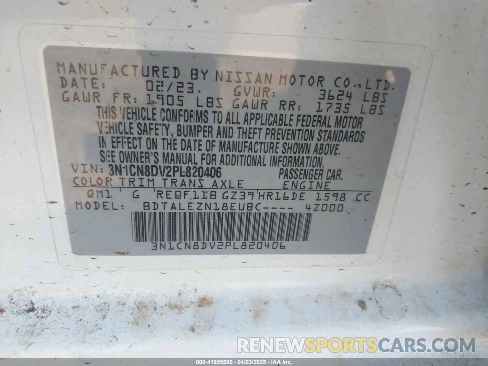 9 Photograph of a damaged car 3N1CN8DV2PL820406 NISSAN VERSA 2023