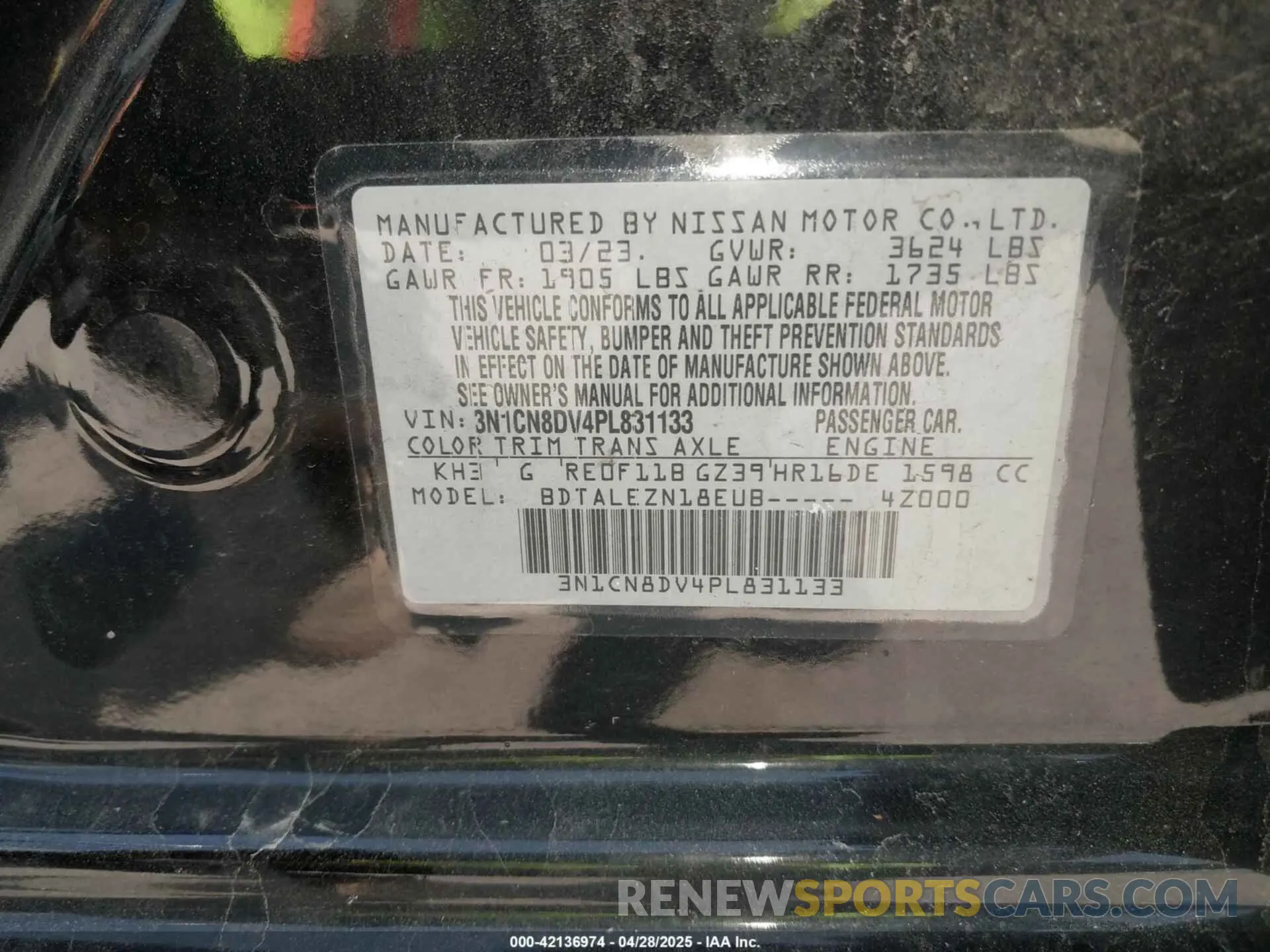 9 Photograph of a damaged car 3N1CN8DV4PL831133 NISSAN VERSA 2023