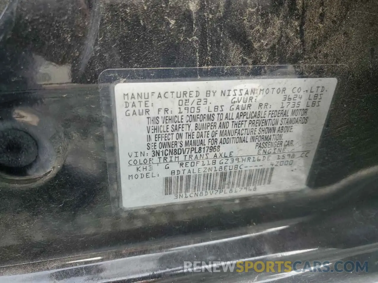12 Photograph of a damaged car 3N1CN8DV7PL817968 NISSAN VERSA 2023