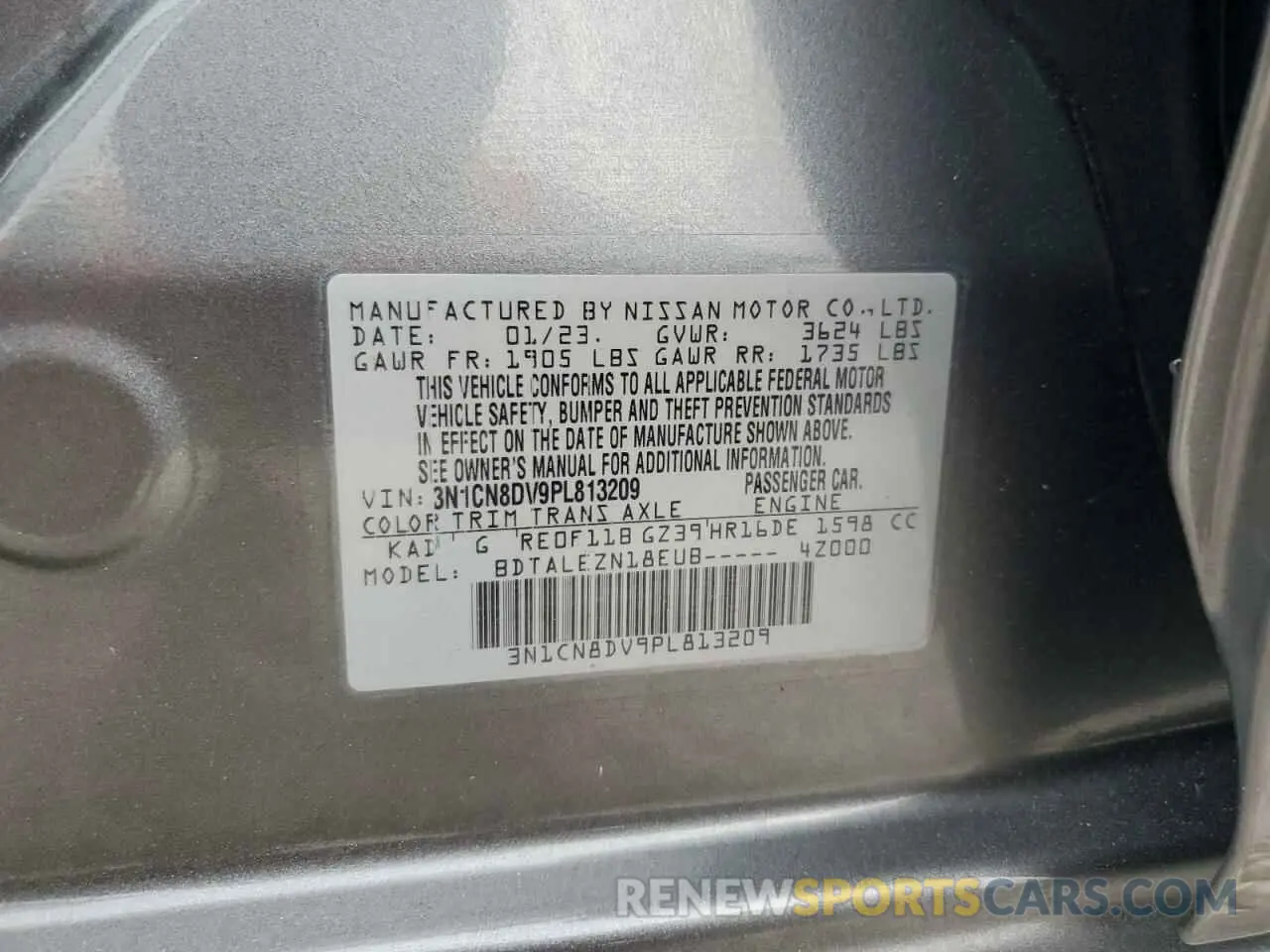 13 Photograph of a damaged car 3N1CN8DV9PL813209 NISSAN VERSA 2023