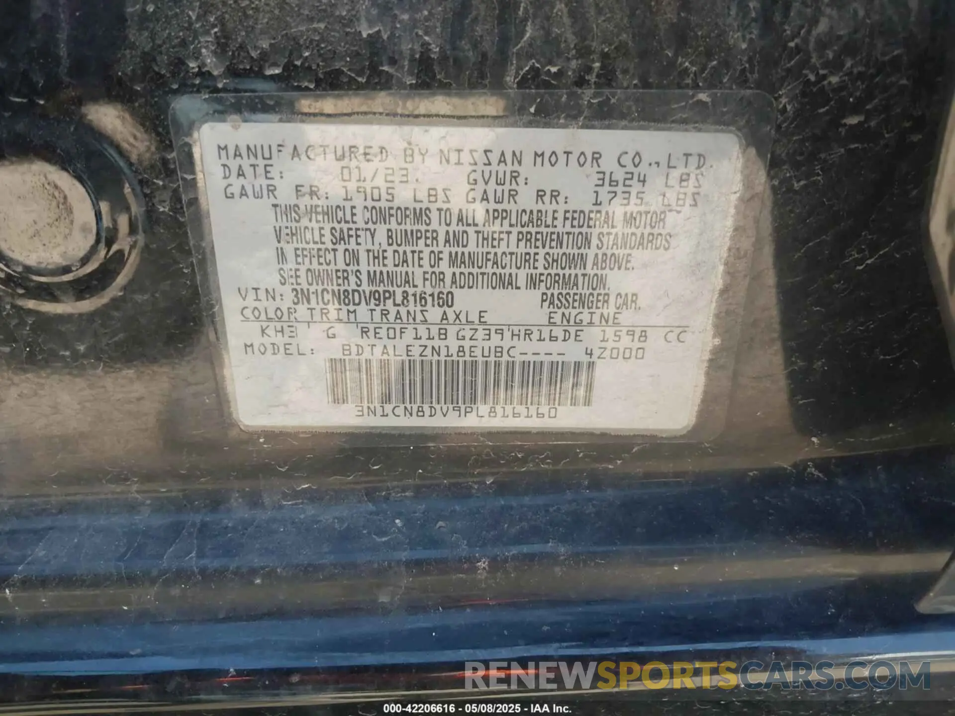 9 Photograph of a damaged car 3N1CN8DV9PL816160 NISSAN VERSA 2023