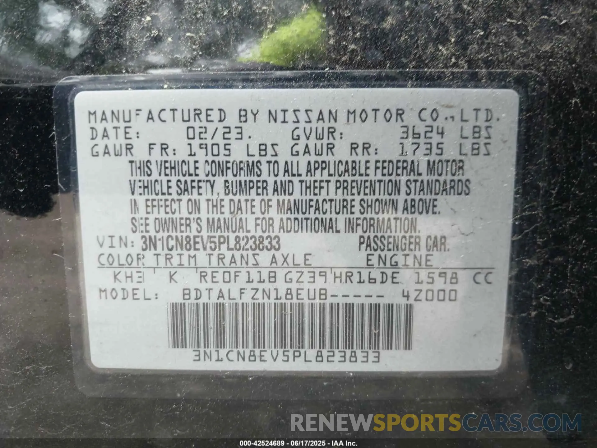 9 Photograph of a damaged car 3N1CN8EV5PL823833 NISSAN VERSA 2023