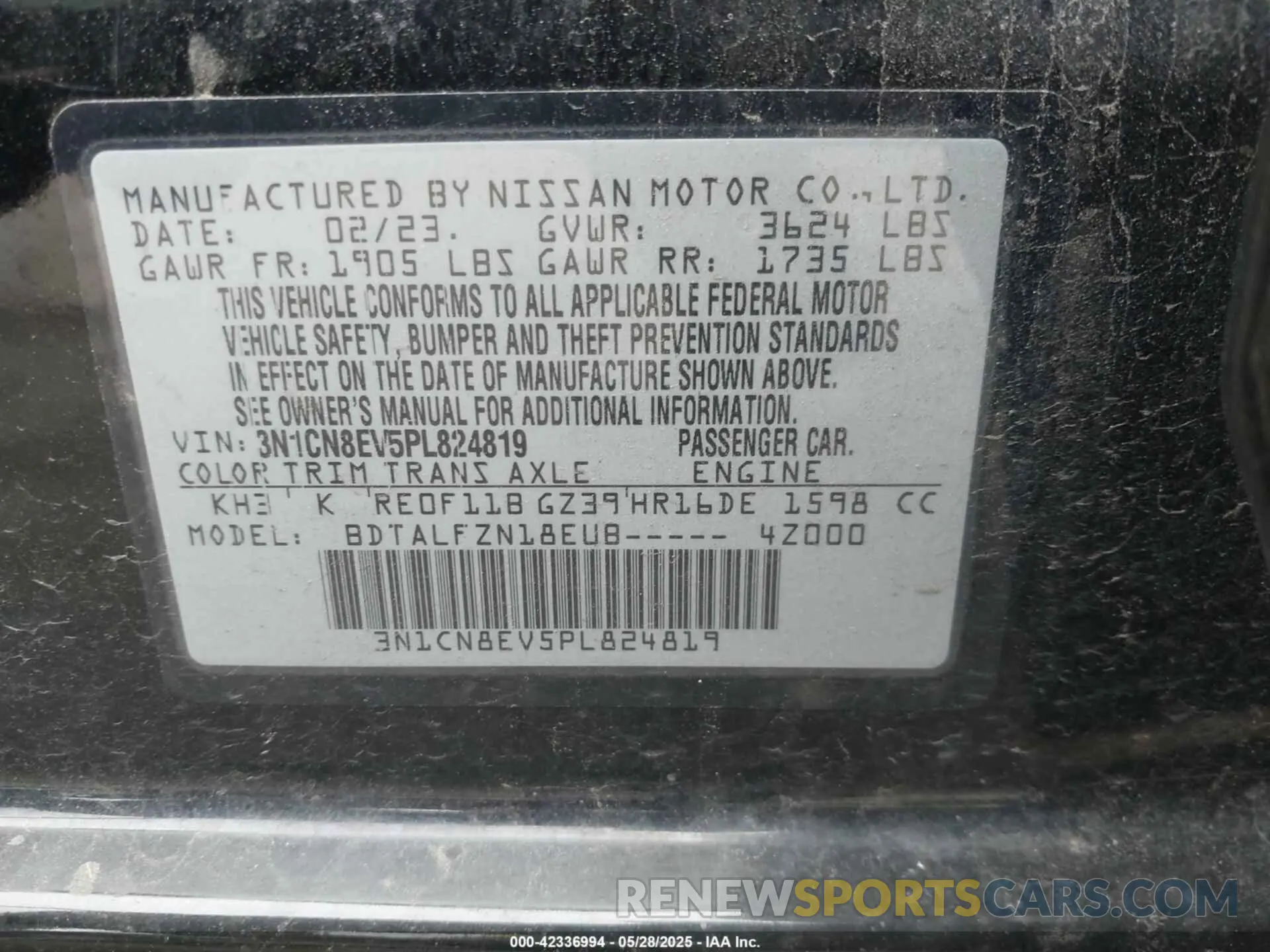 9 Photograph of a damaged car 3N1CN8EV5PL824819 NISSAN VERSA 2023