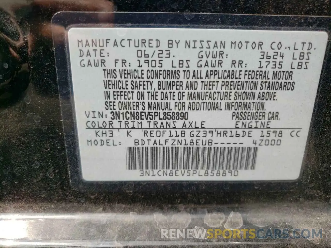 12 Photograph of a damaged car 3N1CN8EV5PL858890 NISSAN VERSA 2023