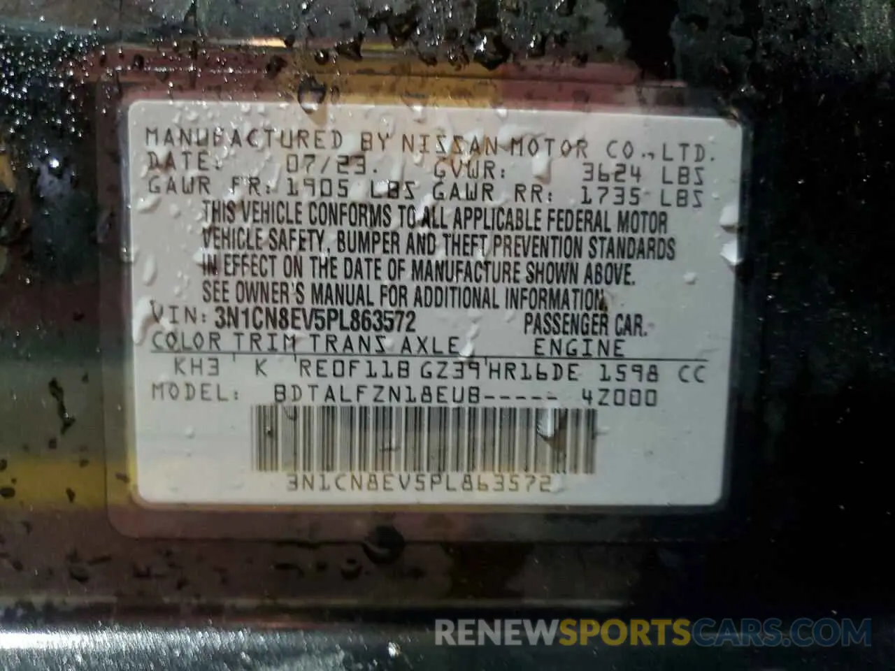 13 Photograph of a damaged car 3N1CN8EV5PL863572 NISSAN VERSA 2023