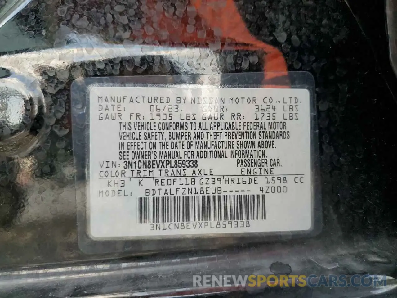 13 Photograph of a damaged car 3N1CN8EVXPL859338 NISSAN VERSA 2023