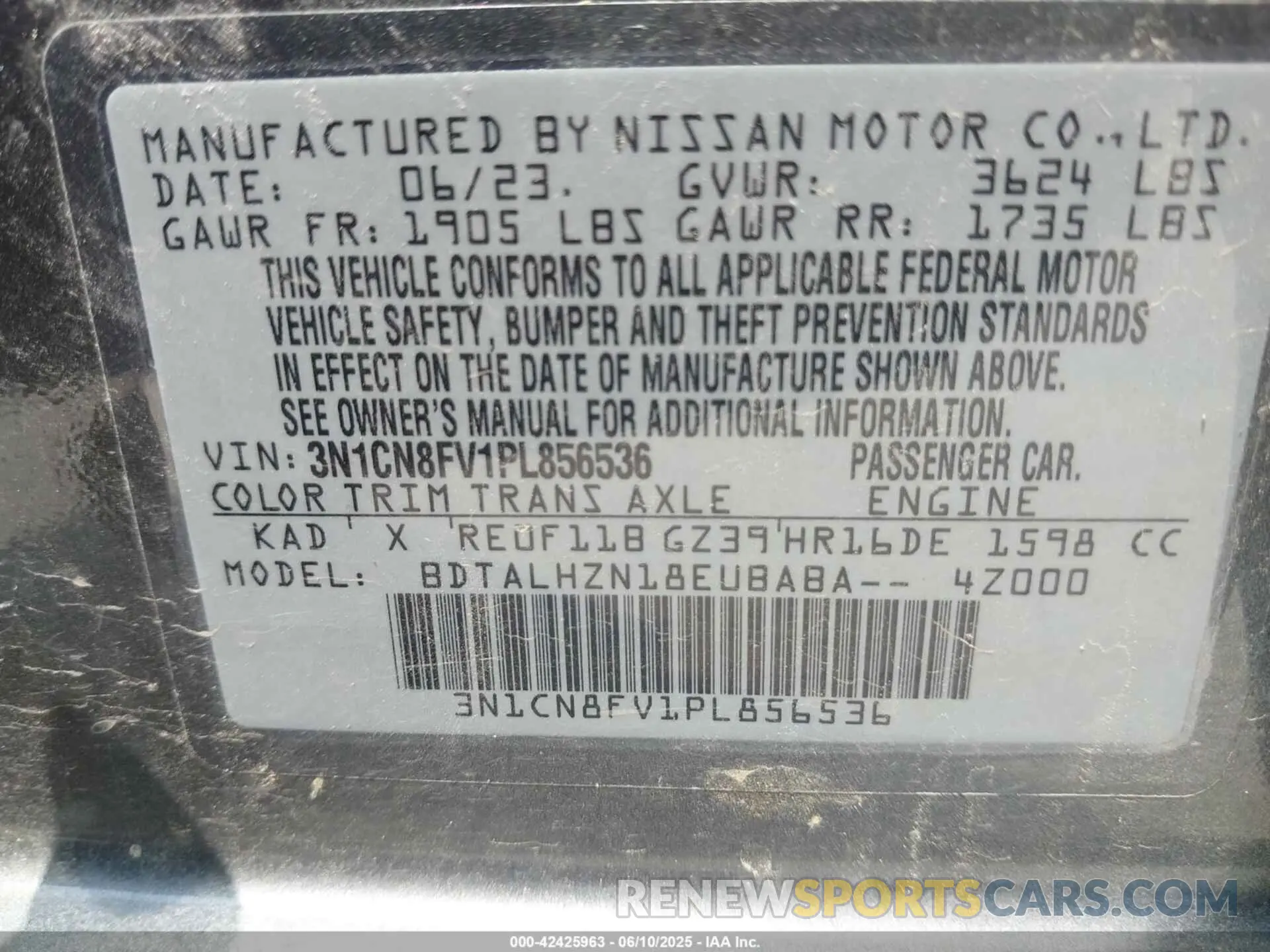 9 Photograph of a damaged car 3N1CN8FV1PL856536 NISSAN VERSA 2023