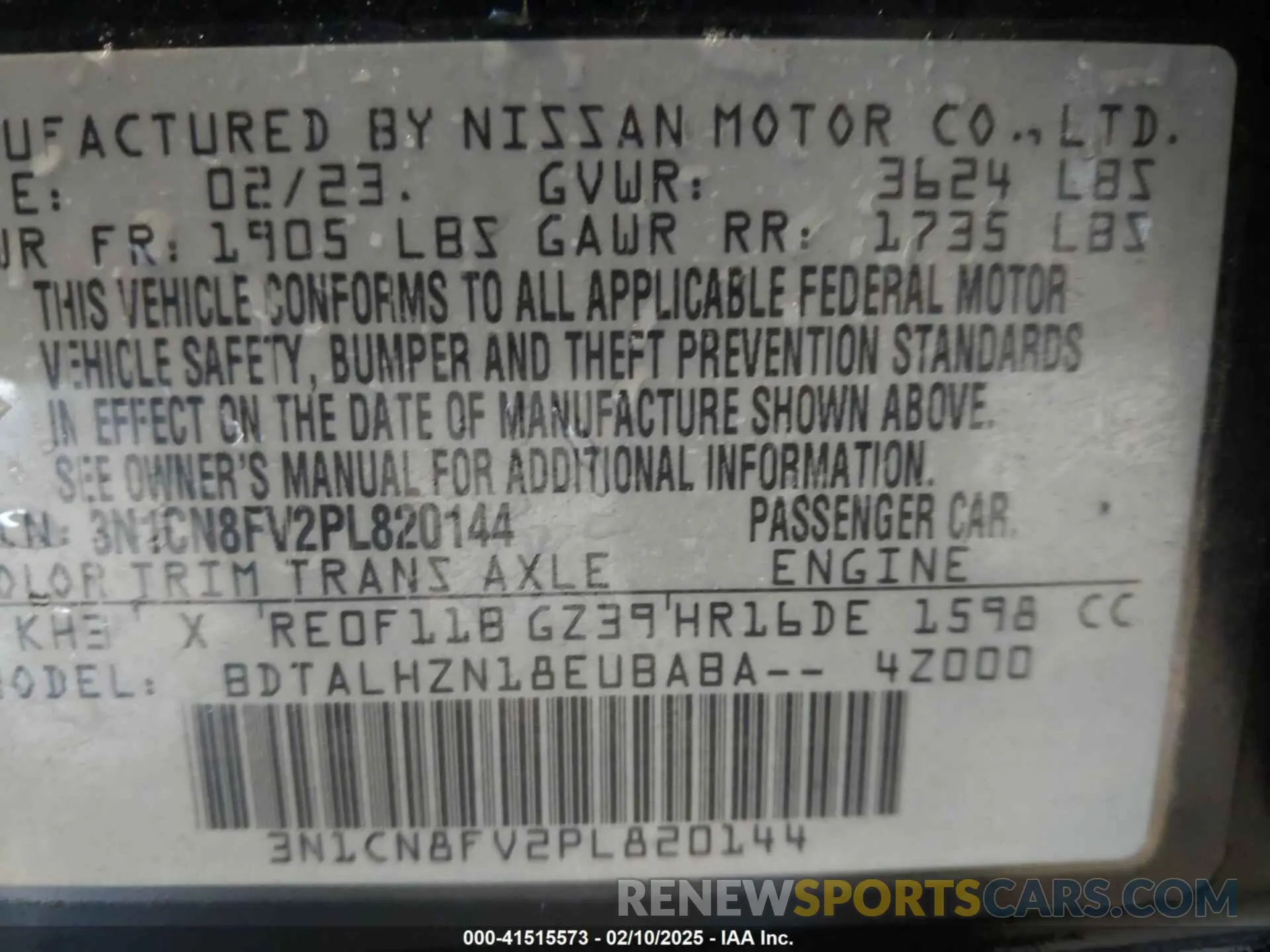 9 Photograph of a damaged car 3N1CN8FV2PL820144 NISSAN VERSA 2023