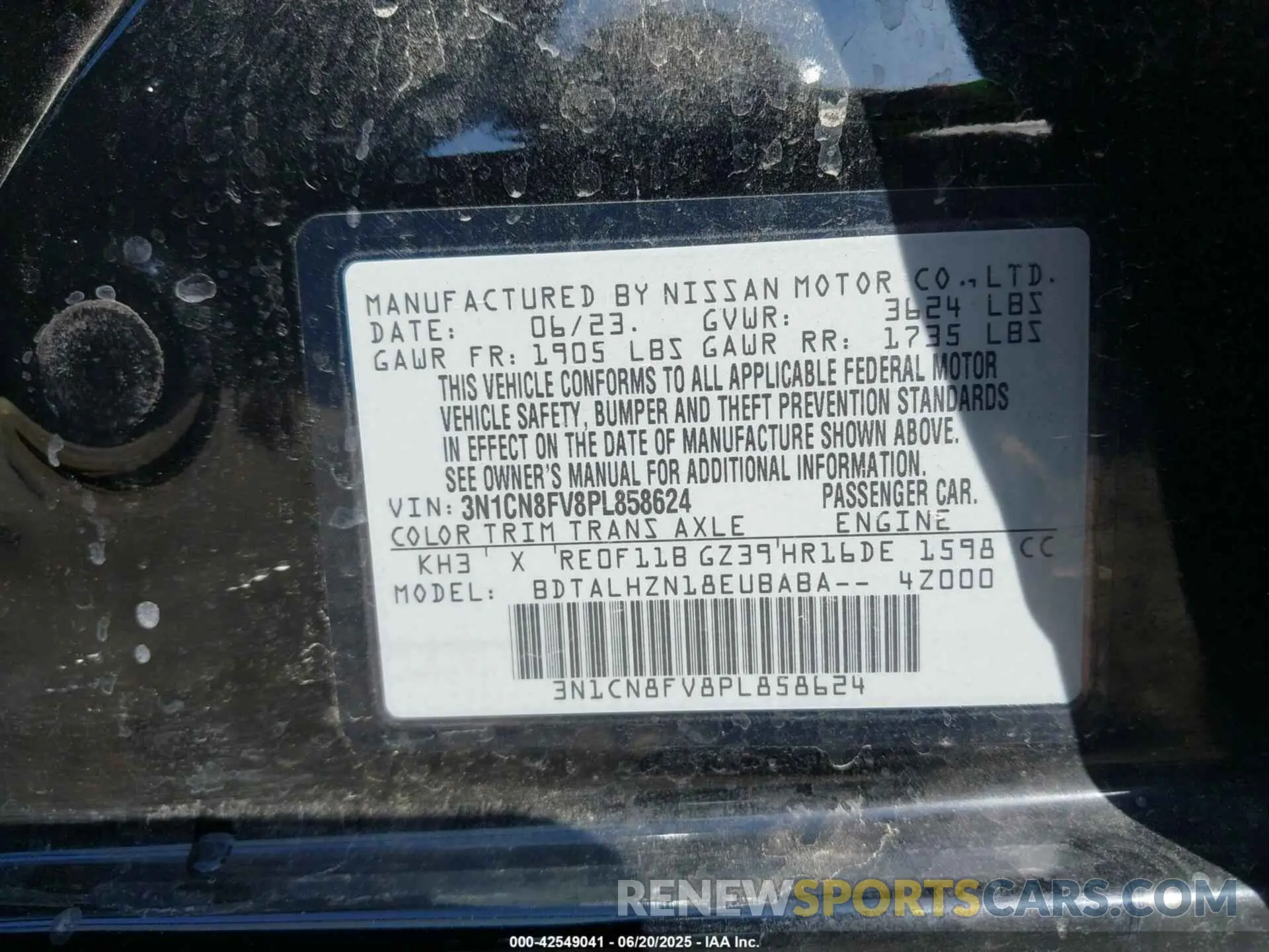 9 Photograph of a damaged car 3N1CN8FV8PL858624 NISSAN VERSA 2023