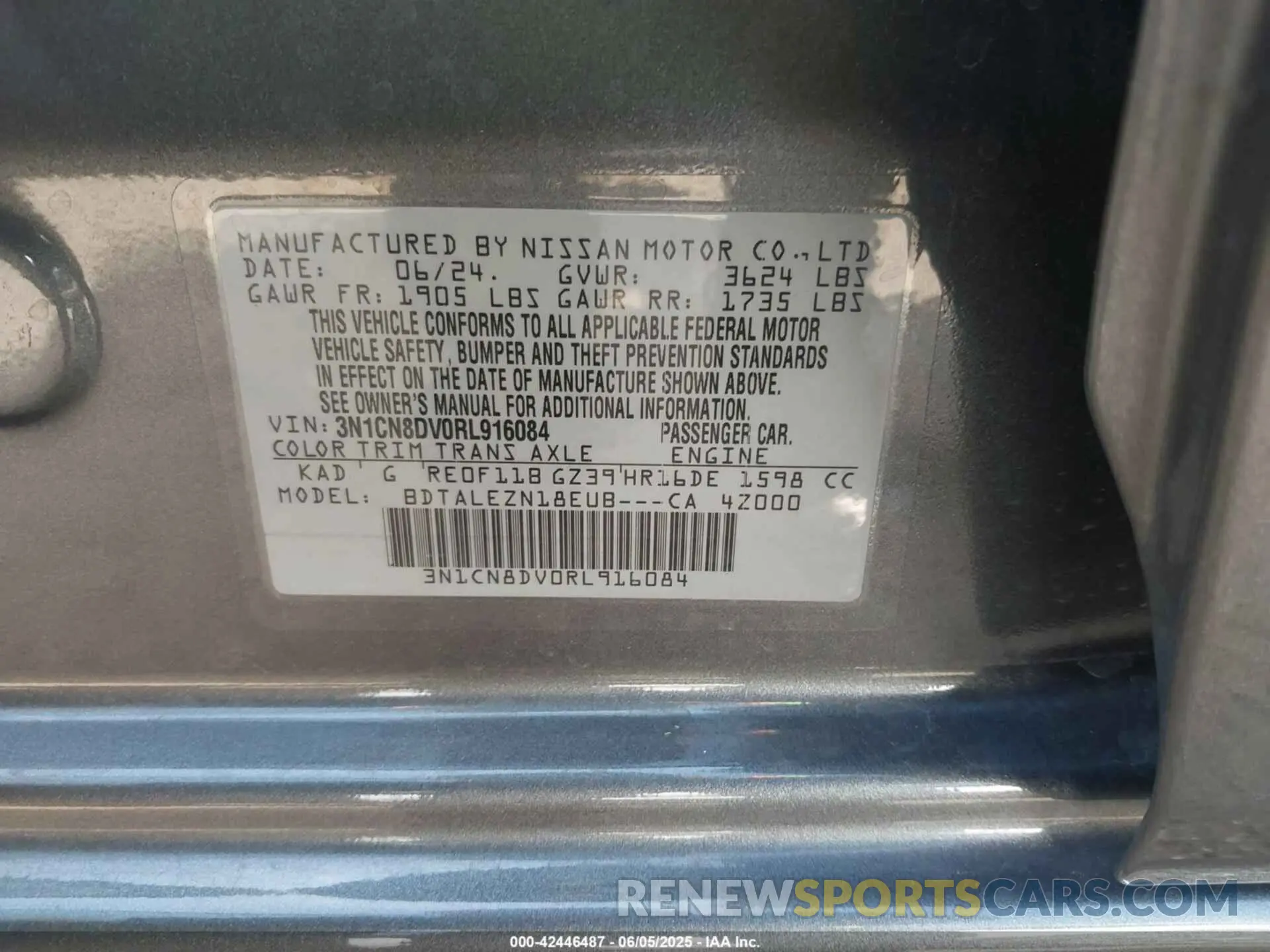 9 Photograph of a damaged car 3N1CN8DV0RL916084 NISSAN VERSA 2024