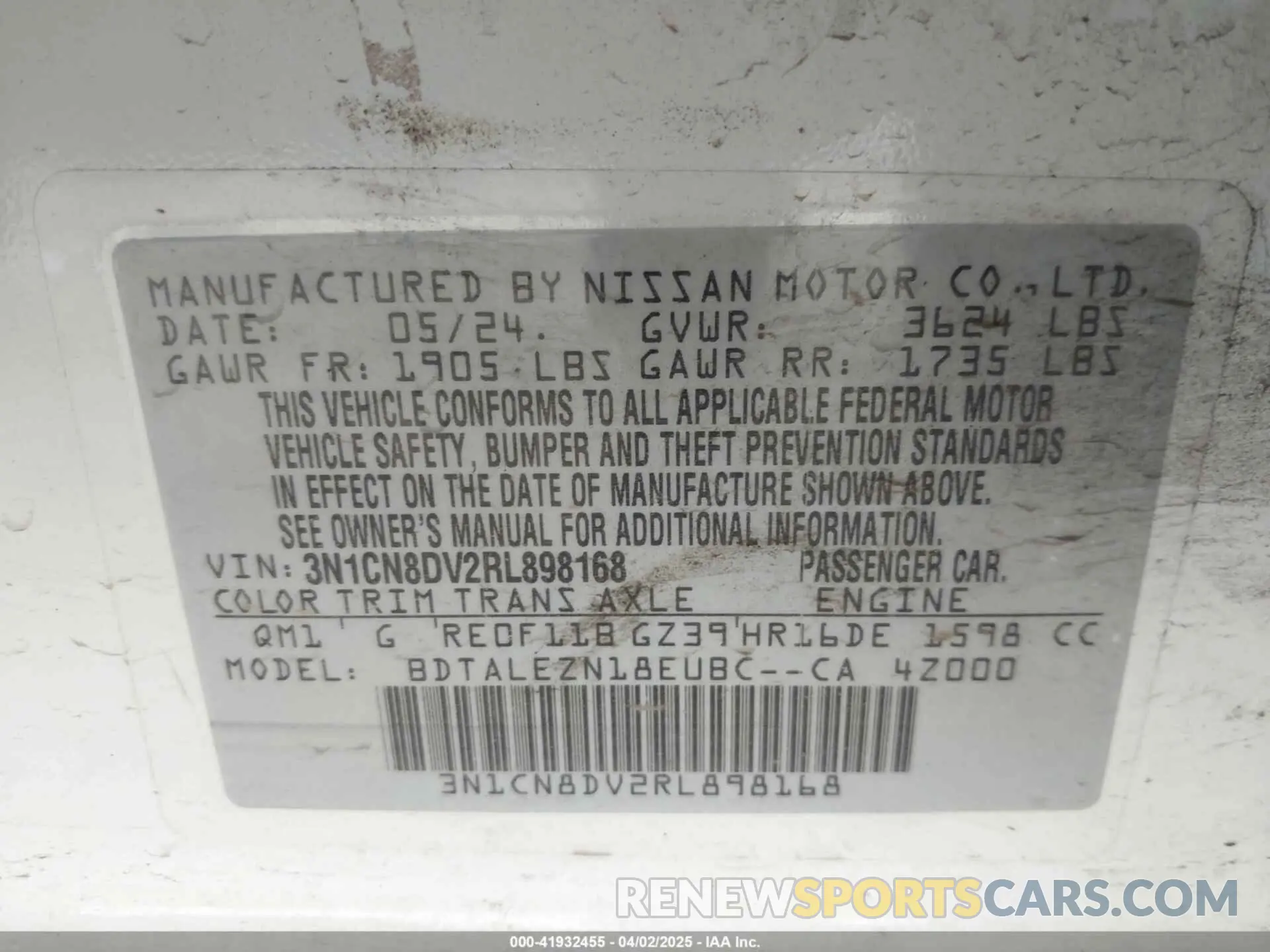 9 Photograph of a damaged car 3N1CN8DV2RL898168 NISSAN VERSA 2024