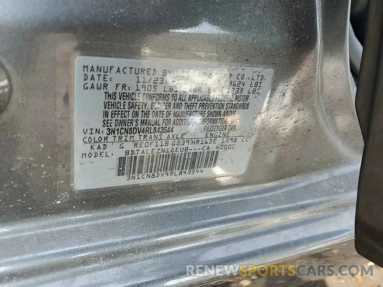 12 Photograph of a damaged car 3N1CN8DV4RL843544 NISSAN VERSA 2024