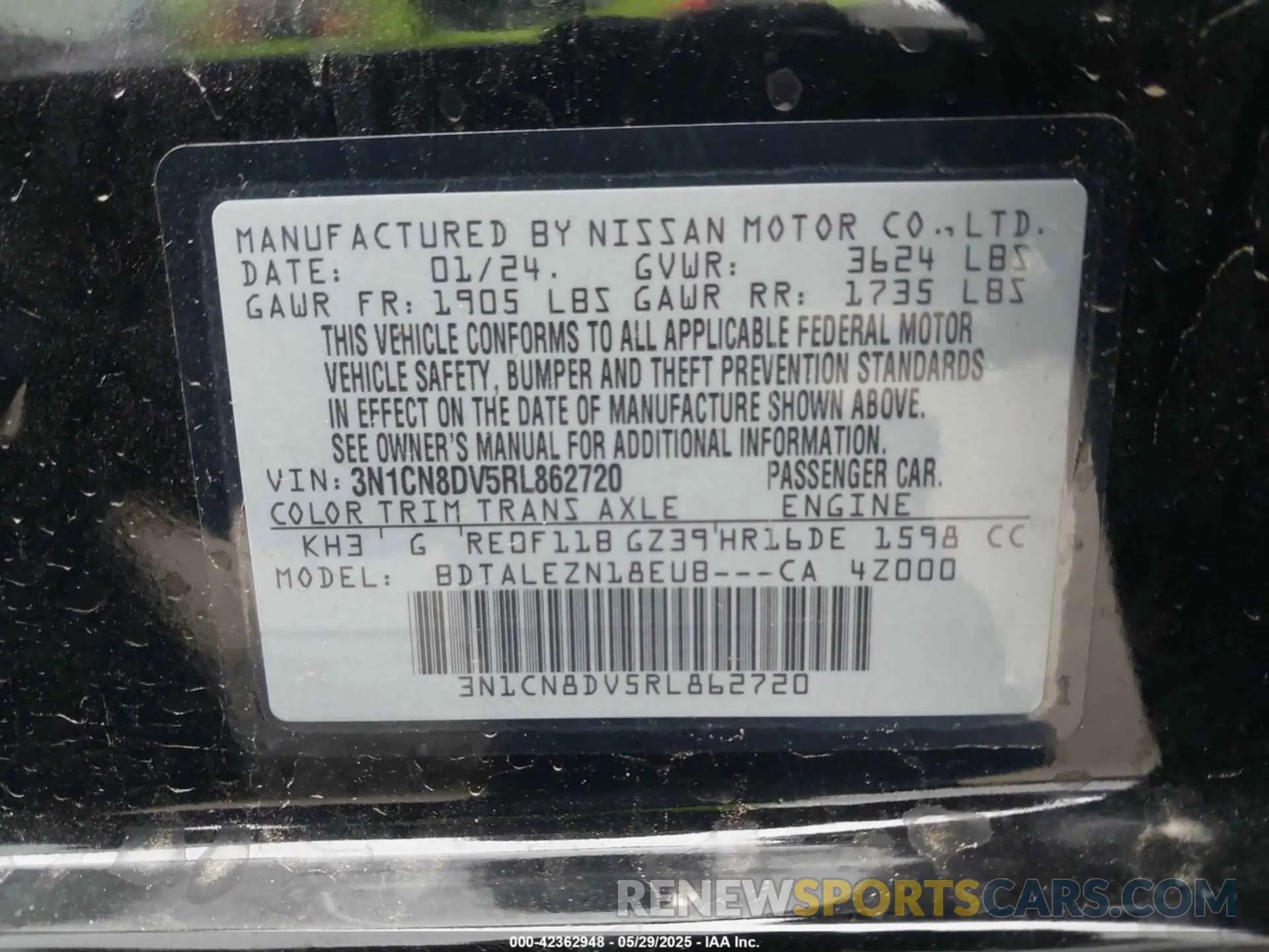 9 Photograph of a damaged car 3N1CN8DV5RL862720 NISSAN VERSA 2024