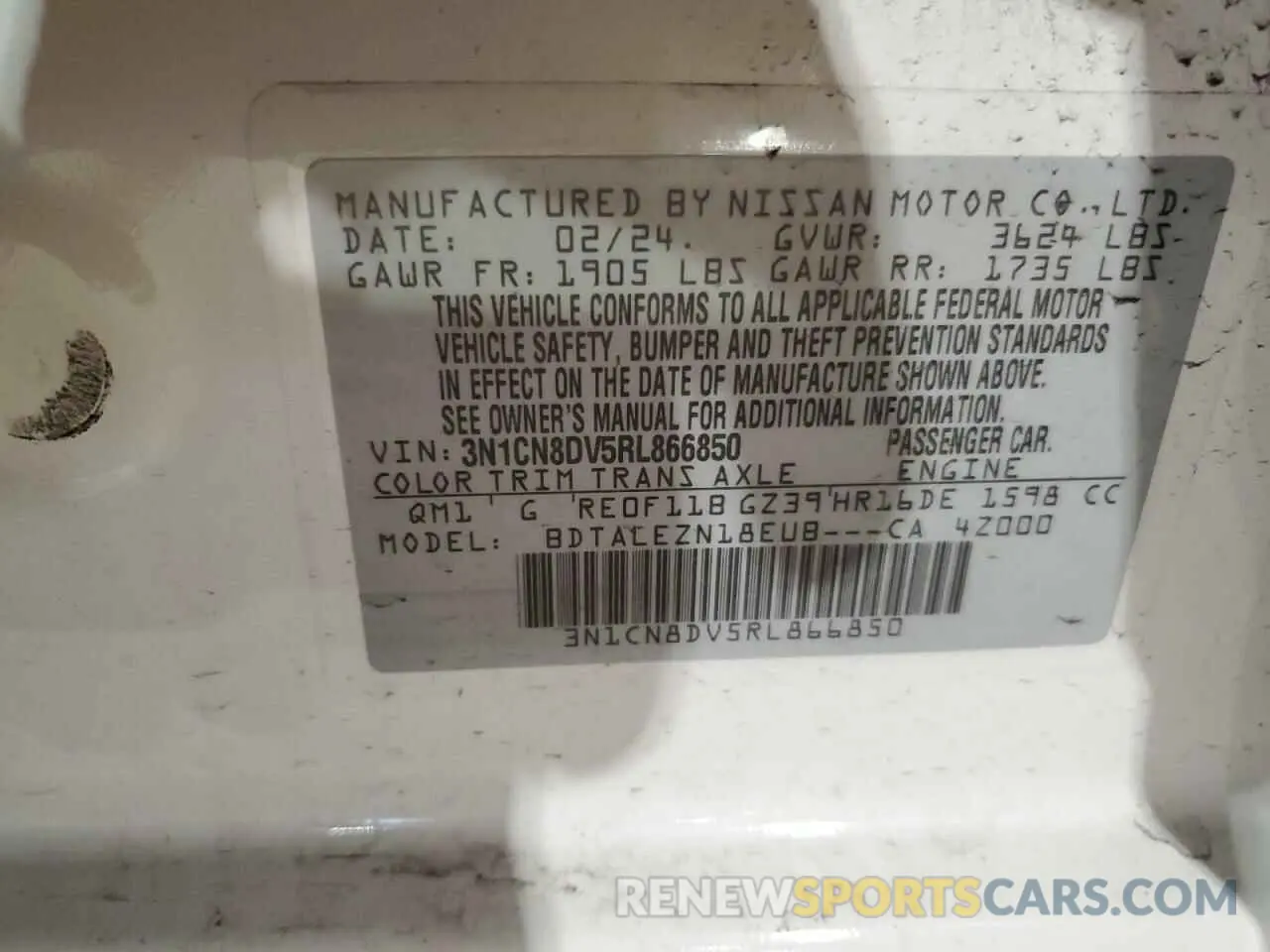 15 Photograph of a damaged car 3N1CN8DV5RL866850 NISSAN VERSA 2024