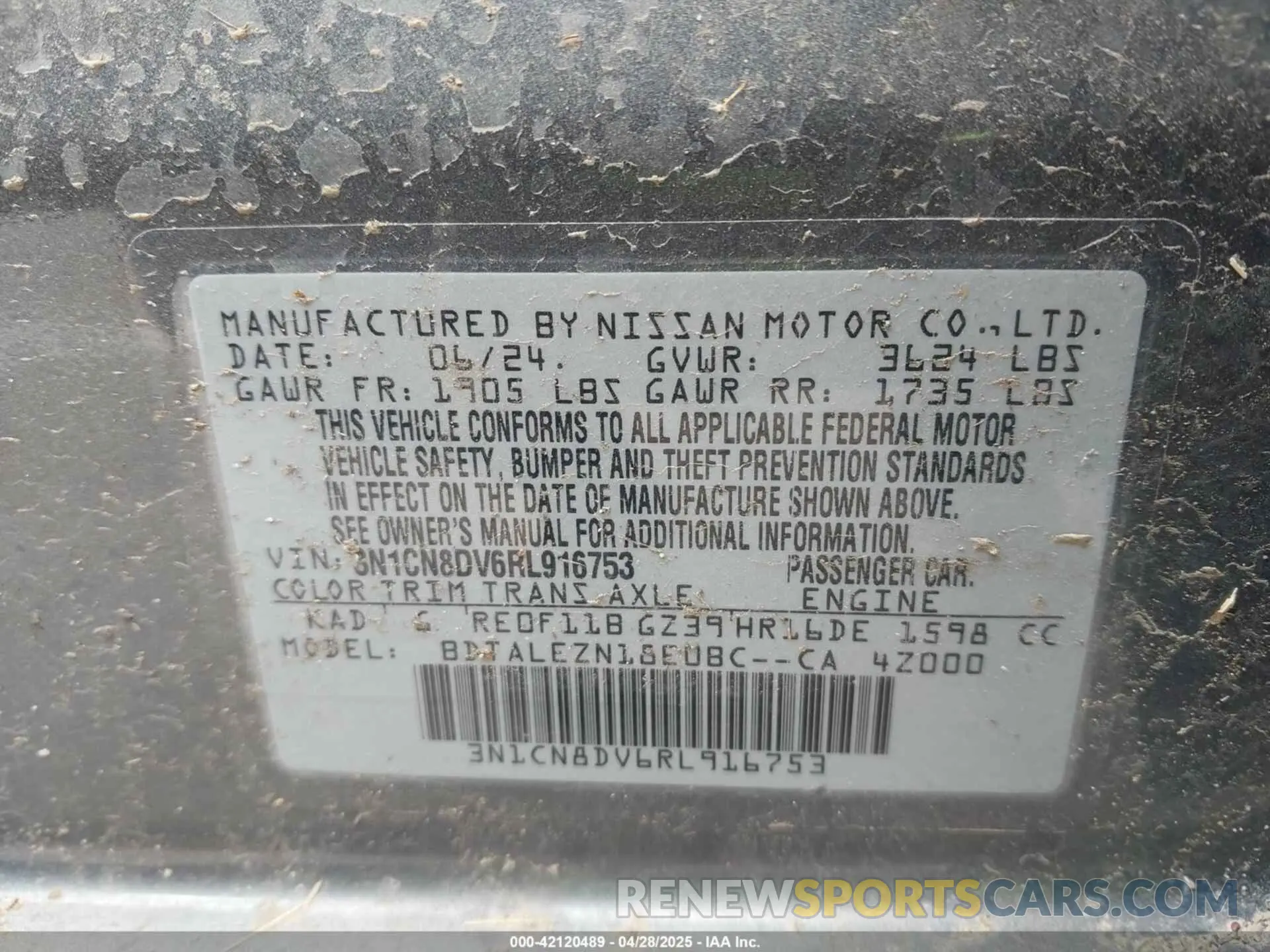 9 Photograph of a damaged car 3N1CN8DV6RL916753 NISSAN VERSA 2024