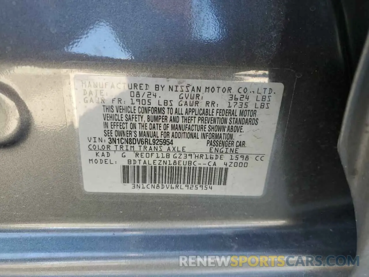 14 Photograph of a damaged car 3N1CN8DV6RL925954 NISSAN VERSA 2024
