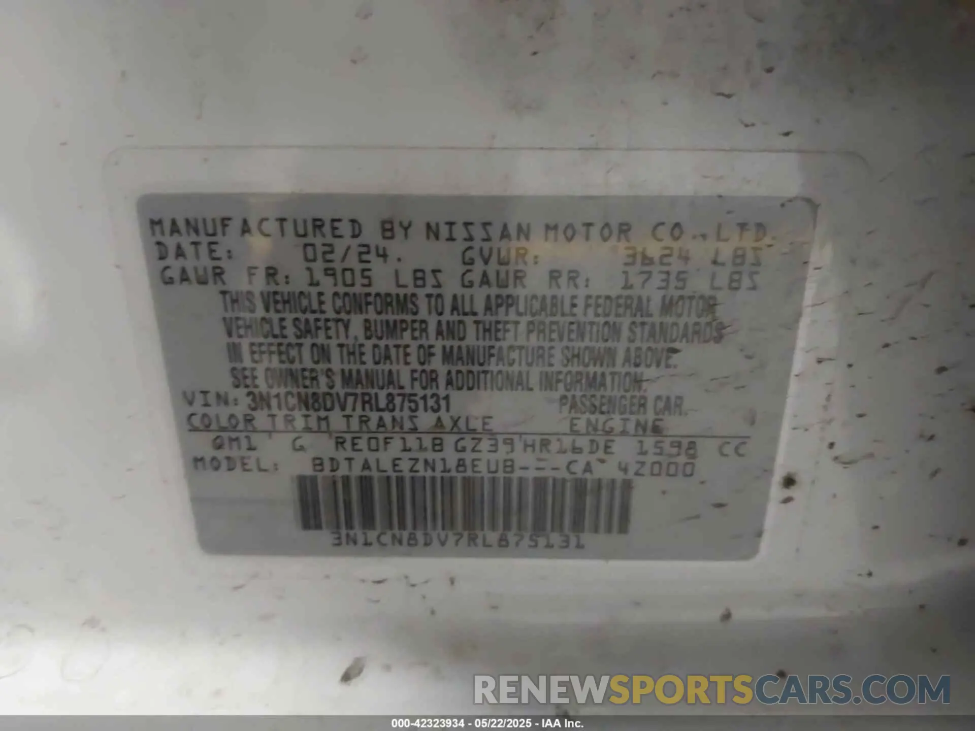 9 Photograph of a damaged car 3N1CN8DV7RL875131 NISSAN VERSA 2024