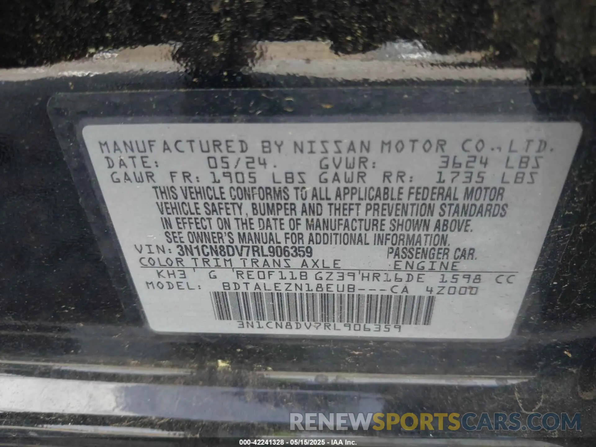9 Photograph of a damaged car 3N1CN8DV7RL906359 NISSAN VERSA 2024