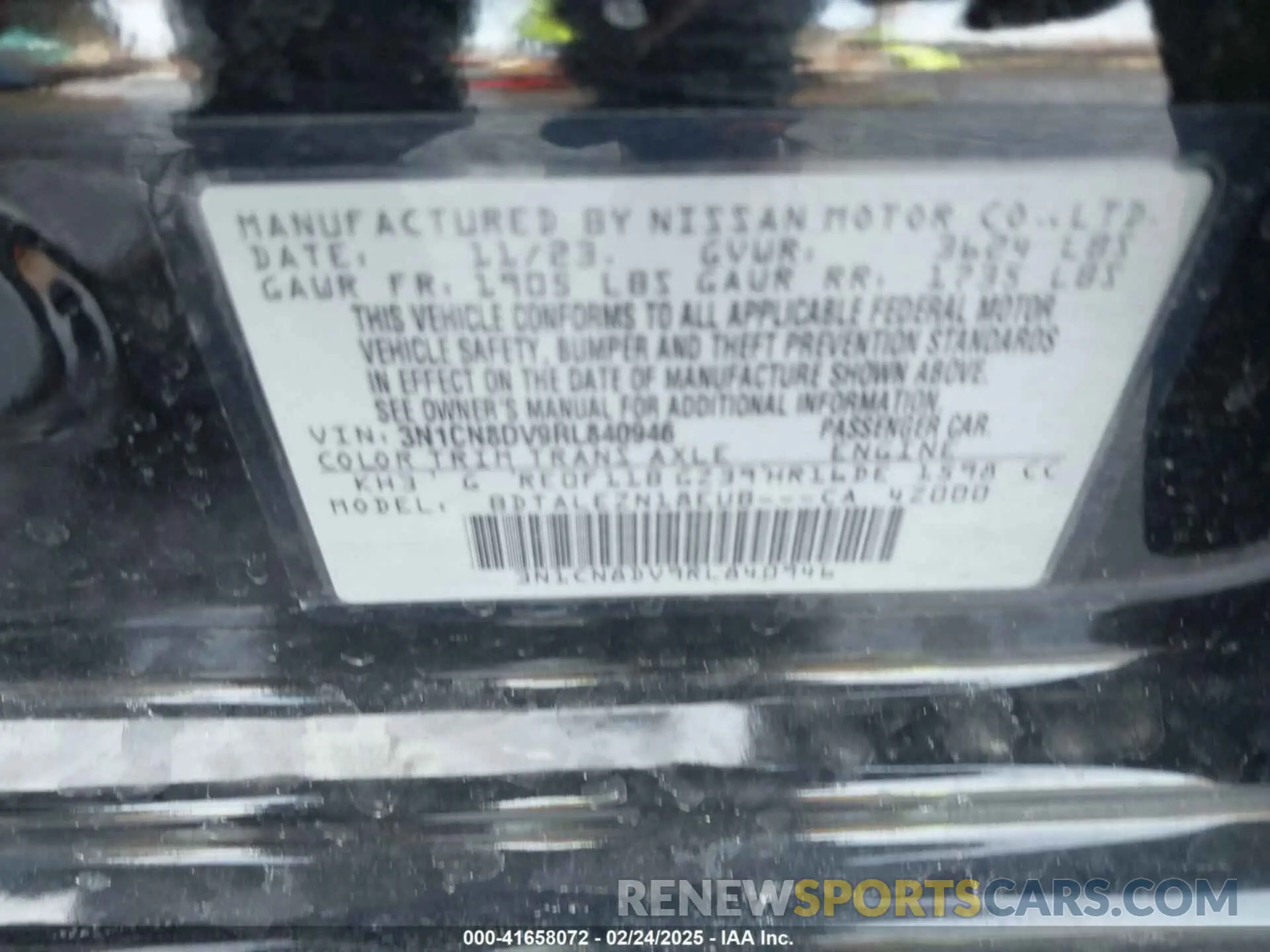 9 Photograph of a damaged car 3N1CN8DV9RL840946 NISSAN VERSA 2024