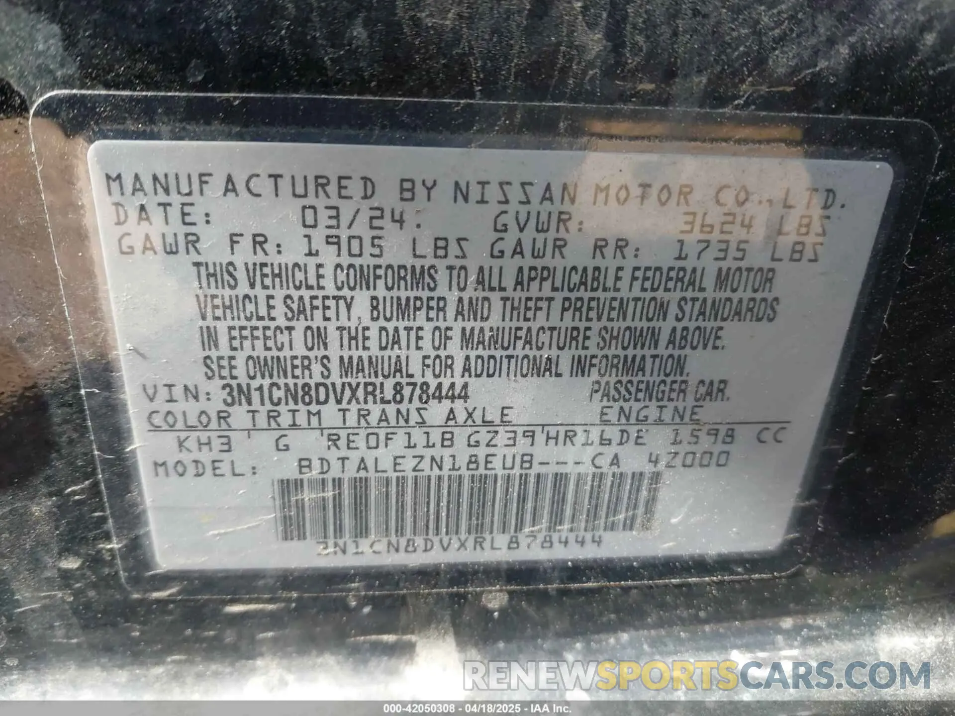 9 Photograph of a damaged car 3N1CN8DVXRL878444 NISSAN VERSA 2024